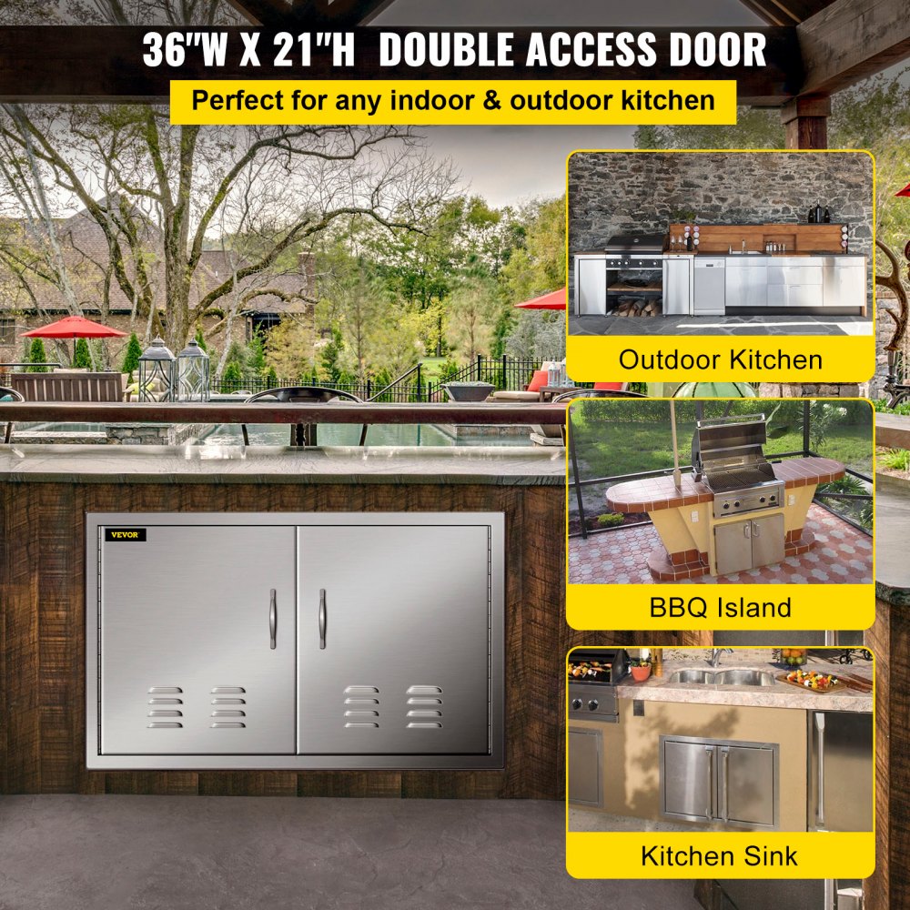36”x21” Vented Double Access Door Double Island Outdoor Kitchen Ventilation 