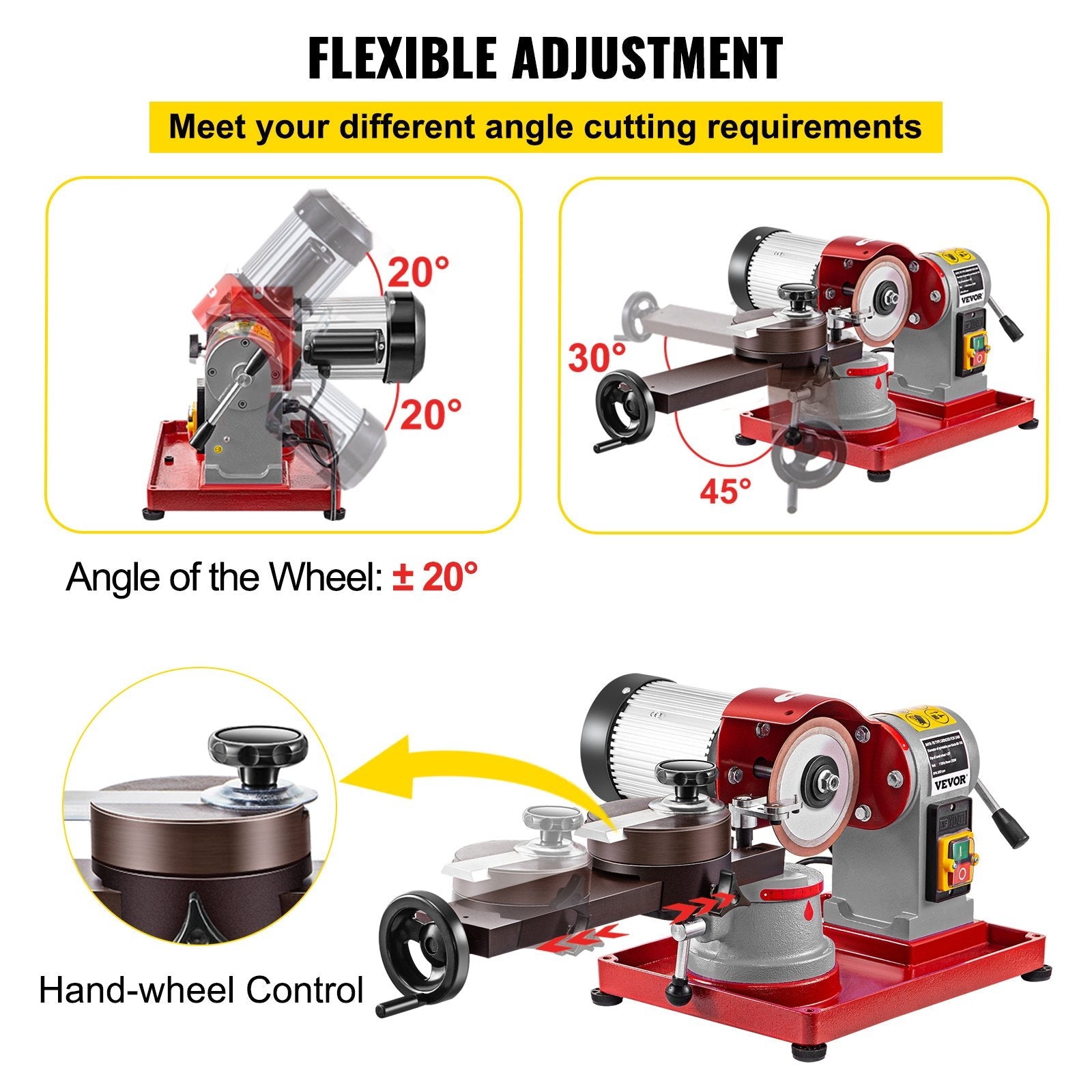 VEVOR Circular Saw Blade Sharpener 5\" Grinding Wheel Size, Rotary Angle Mill Grinding Machine 370W, Saw Blade Sharpener Machine for Carbide Tipped Saw Blades 
