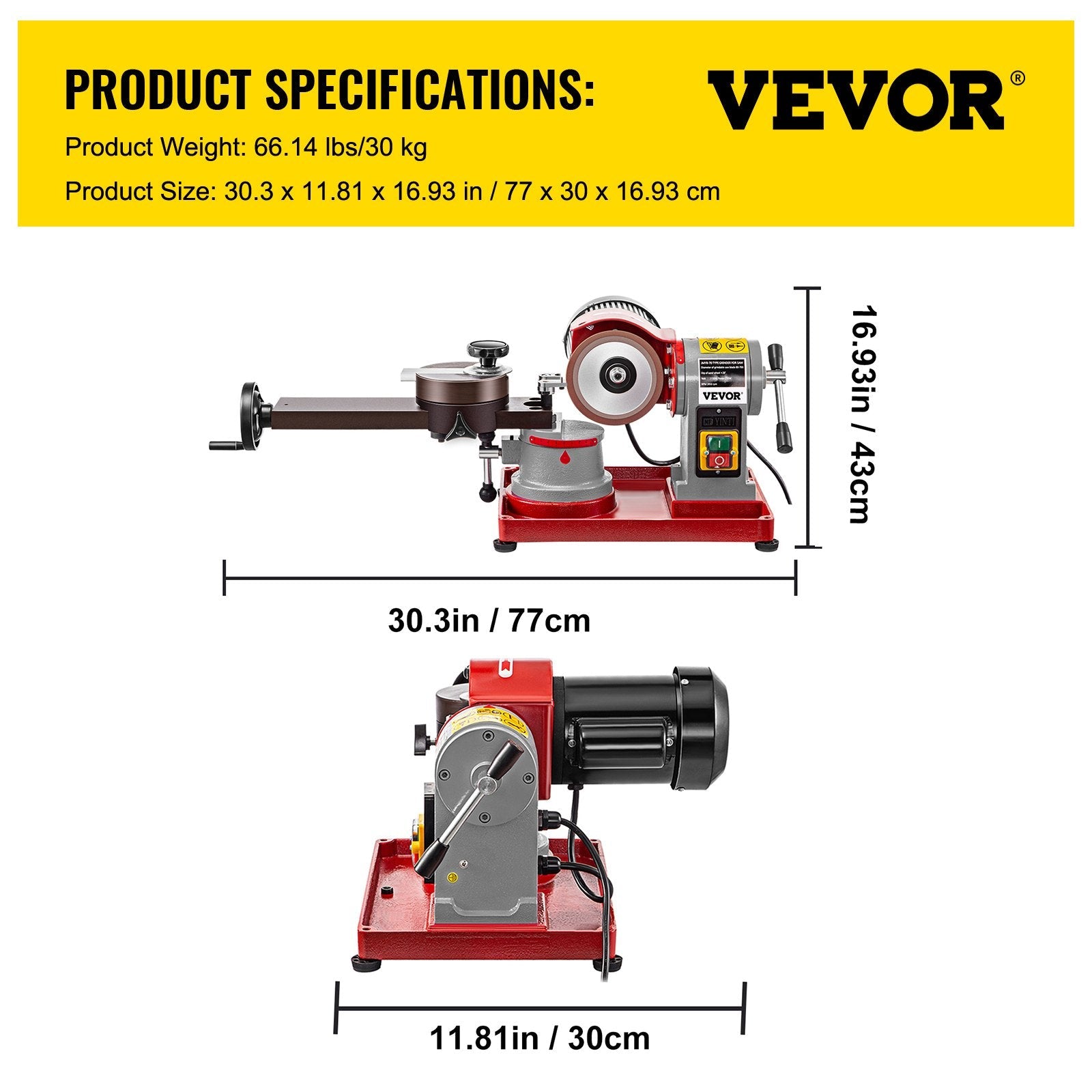 VEVOR Circular Saw Blade Sharpener 5\" Grinding Wheel Size, Rotary Angle Mill Grinding Machine 370W, Saw Blade Sharpener Machine for Carbide Tipped Saw Blades 