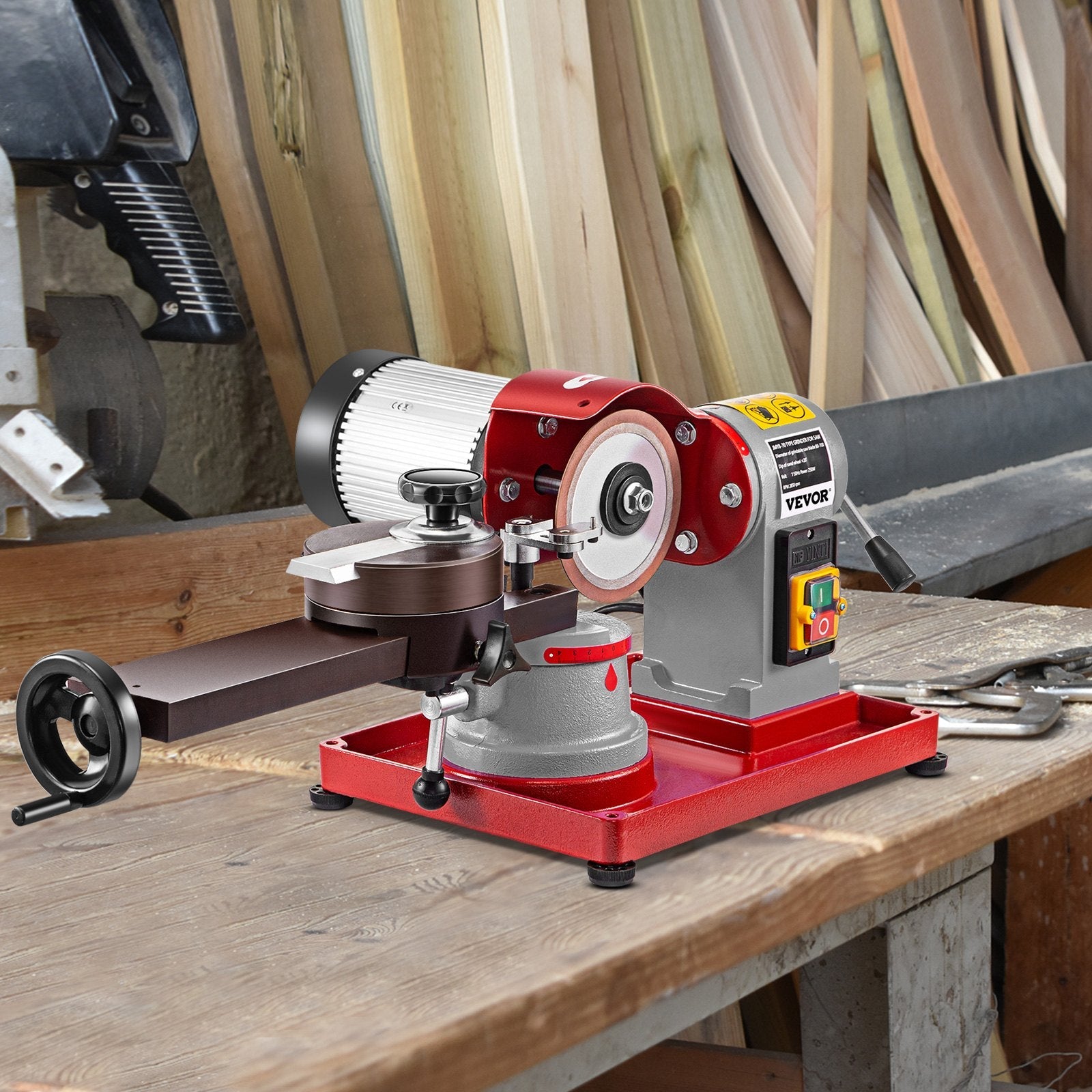 VEVOR Circular Saw Blade Sharpener 5\" Grinding Wheel Size, Rotary Angle Mill Grinding Machine 370W, Saw Blade Sharpener Machine for Carbide Tipped Saw Blades 