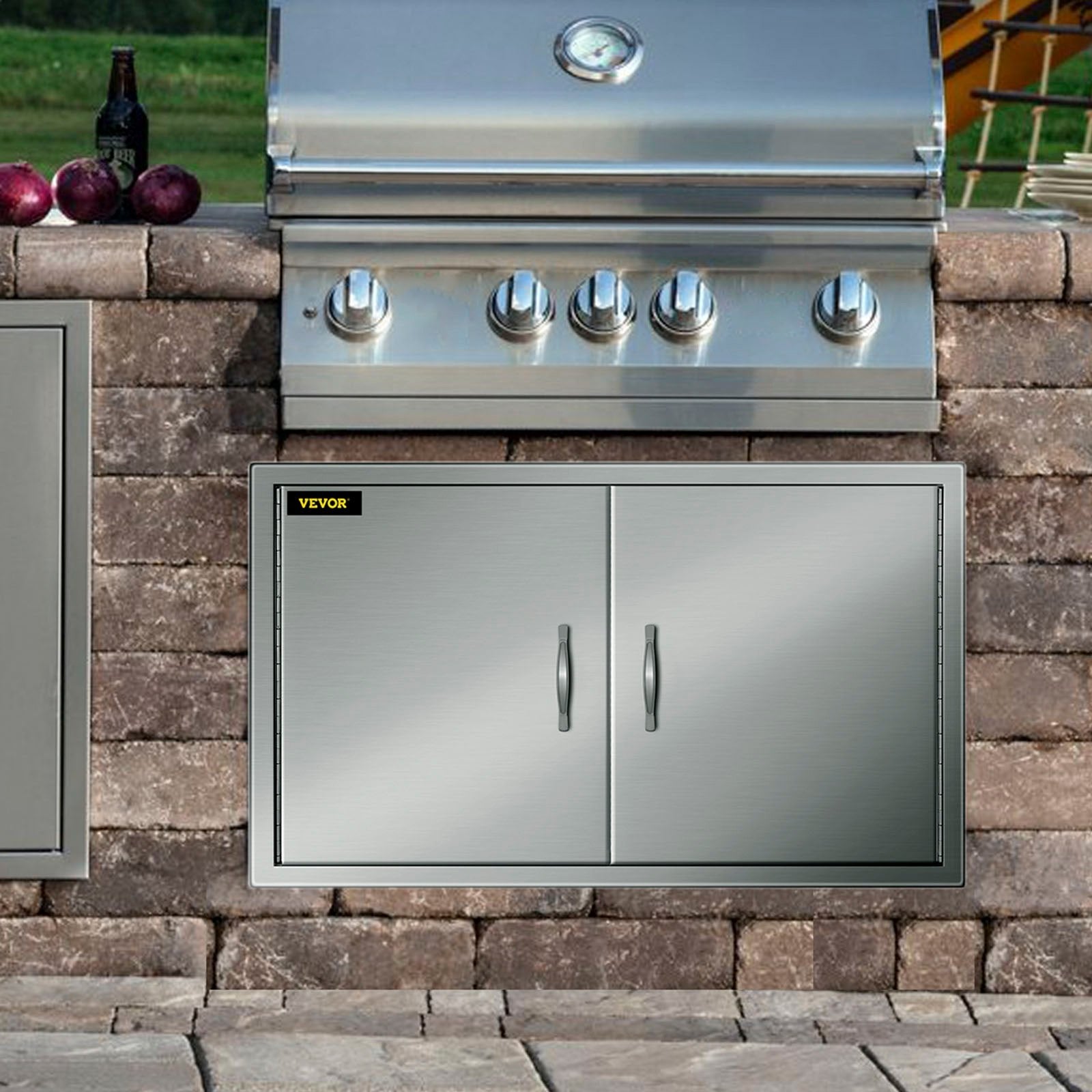 VEVOR BBQ Access Door 39W x 26H Inch, Double BBQ Door Stainless Steel, Outdoor Kitchen Doors for BBQ Island, Grill Station, Outside Cabinet 
