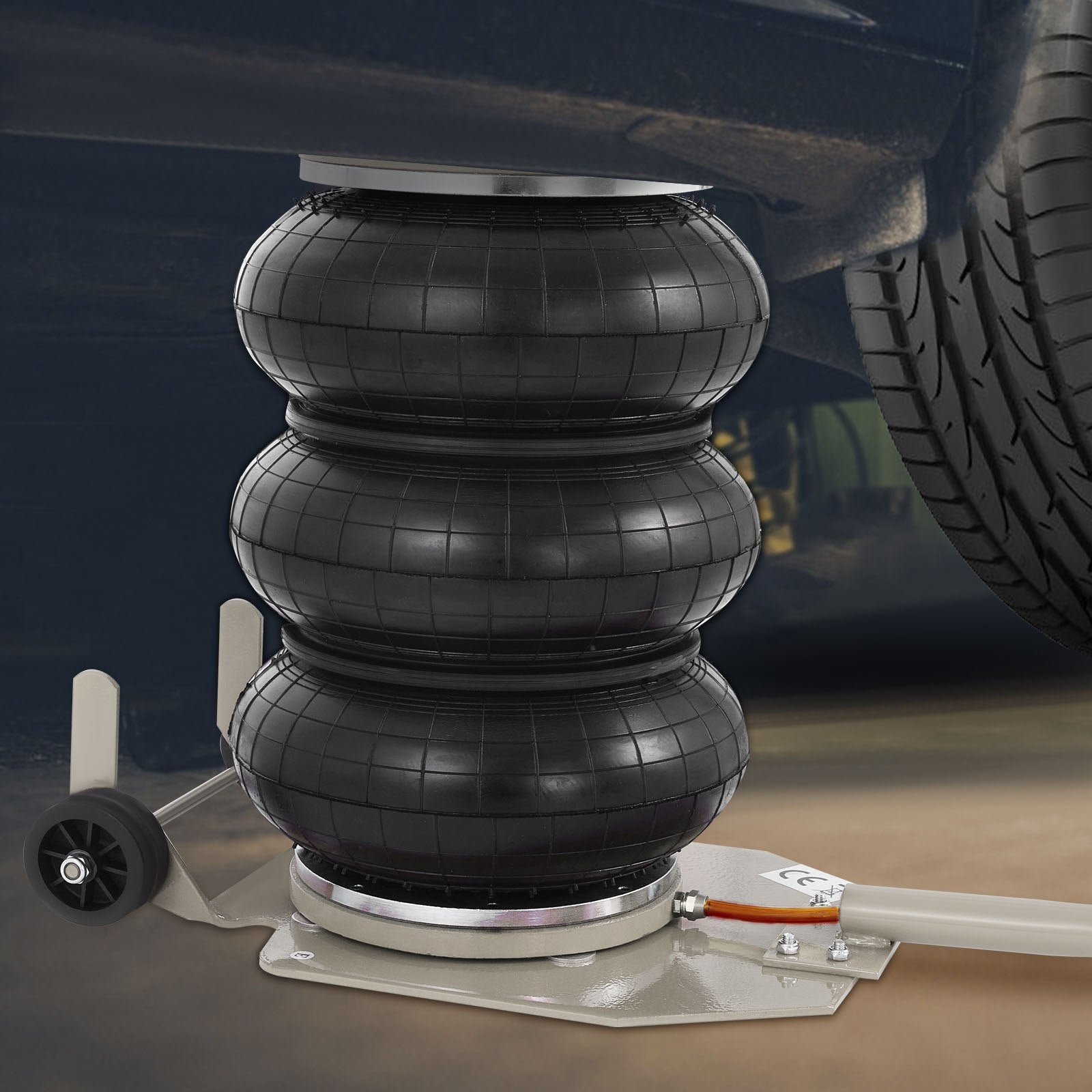 VEVOR Pneumatic Jack, 3 Ton/6600 LBS Air Bag Jack, Triple Bag Air Jack for Vehicle, Extremely Fast Lifting Action, Max Height 15.75\"/400 mm, with Wheels, Long Handle 