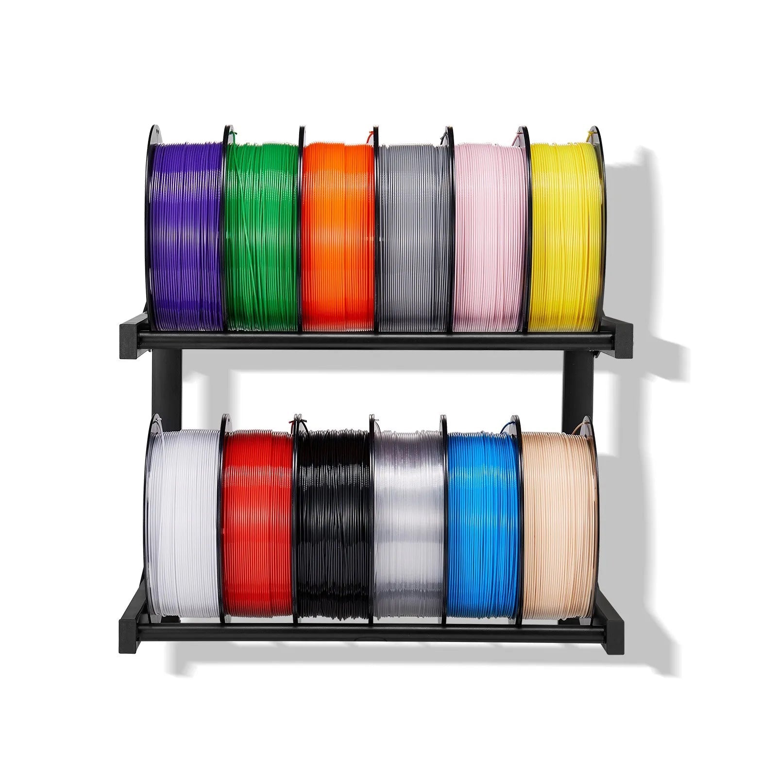 VEVOR Wall Mount Printer Filament Storage Rack, 2-Tier Wall Bracket Storage Shelf, Rolling Filament Spool Holders Racks with Wheels, Filaments Organzied for 3D Printing Studio, Workshop (Shelf Only) 