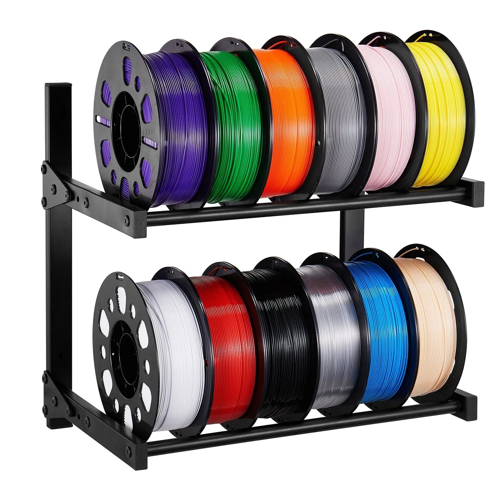 VEVOR Wall Mount Printer Filament Storage Rack, 2-Tier Wall Bracket Storage Shelf, Rolling Filament Spool Holders Racks with Wheels, Filaments Organzied for 3D Printing Studio, Workshop (Shelf Only) 