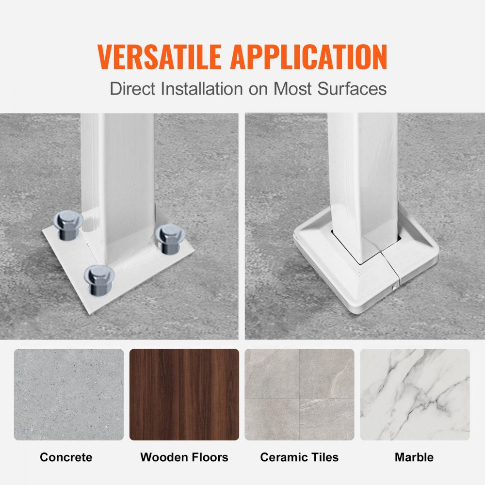 VEVOR Handrails for Outdoor Steps, Fit 1 or 3 Steps Outdoor Stair Railing, White Wrought Iron Handrail, Flexible Front Porch Hand Rail, Transitional Handrails for Concrete Steps or Wooden Stairs 
