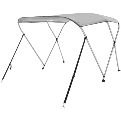 VEVOR 3 Bow Bimini Top Boat Cover, 900D Polyester Canopy with 1" Aluminum Alloy Frame, Waterproof and Sun Shade, Includes Storage Boot, 2 Support Poles, 4 Straps, 6'L x 46"H x 61"-66"W, Light Grey 