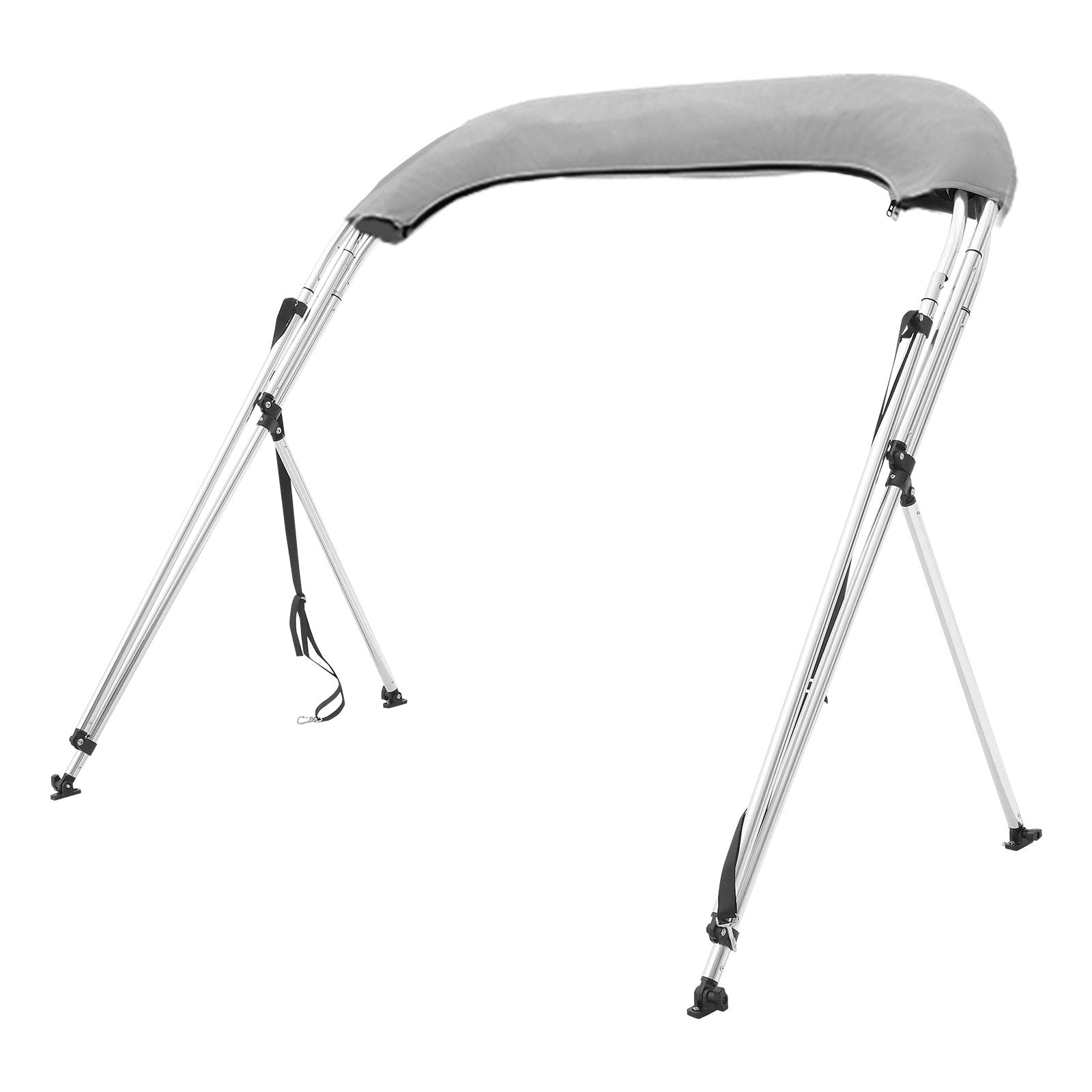 VEVOR 3 Bow Bimini Top Boat Cover, 900D Polyester Canopy with 1" Aluminum Alloy Frame, Waterproof and Sun Shade, Includes Storage Boot, 2 Support Poles, 4 Straps, 6'L x 46"H x 61"-66"W, Light Grey 