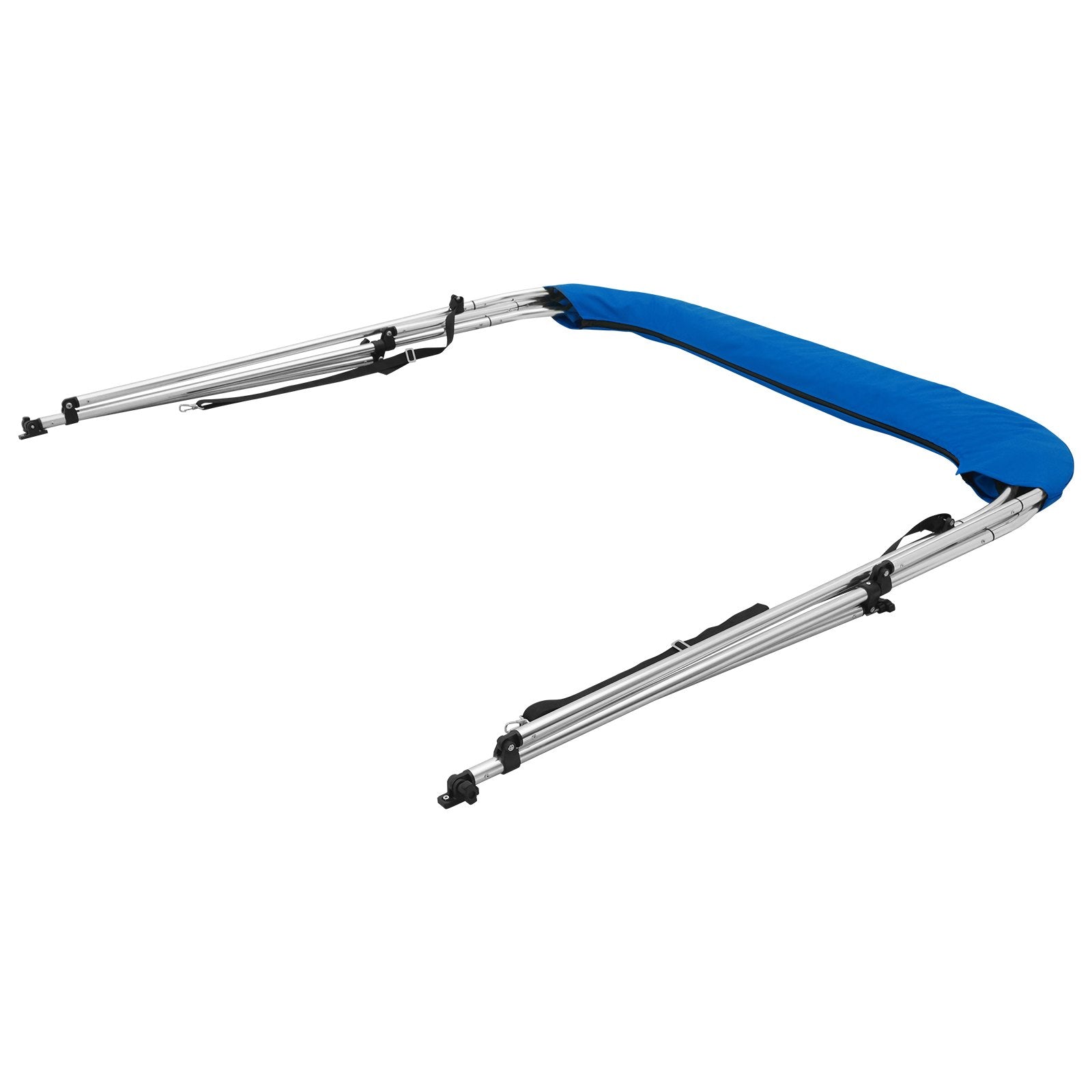 VEVOR 3 Bow Bimini Top Boat Cover, 900D Polyester Canopy with 1" Aluminum Alloy Frame, Waterproof and Sun Shade, Includes Storage Boot, 2 Support Poles, 4 Straps, 6'L x 46"H x 67"-72"W, Pacific Blue 