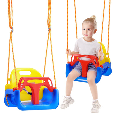 VEVOR 3-in-1 Toddler Swing Seat Baby Swing Seat with Adjustable Ropes Snap Hooks 