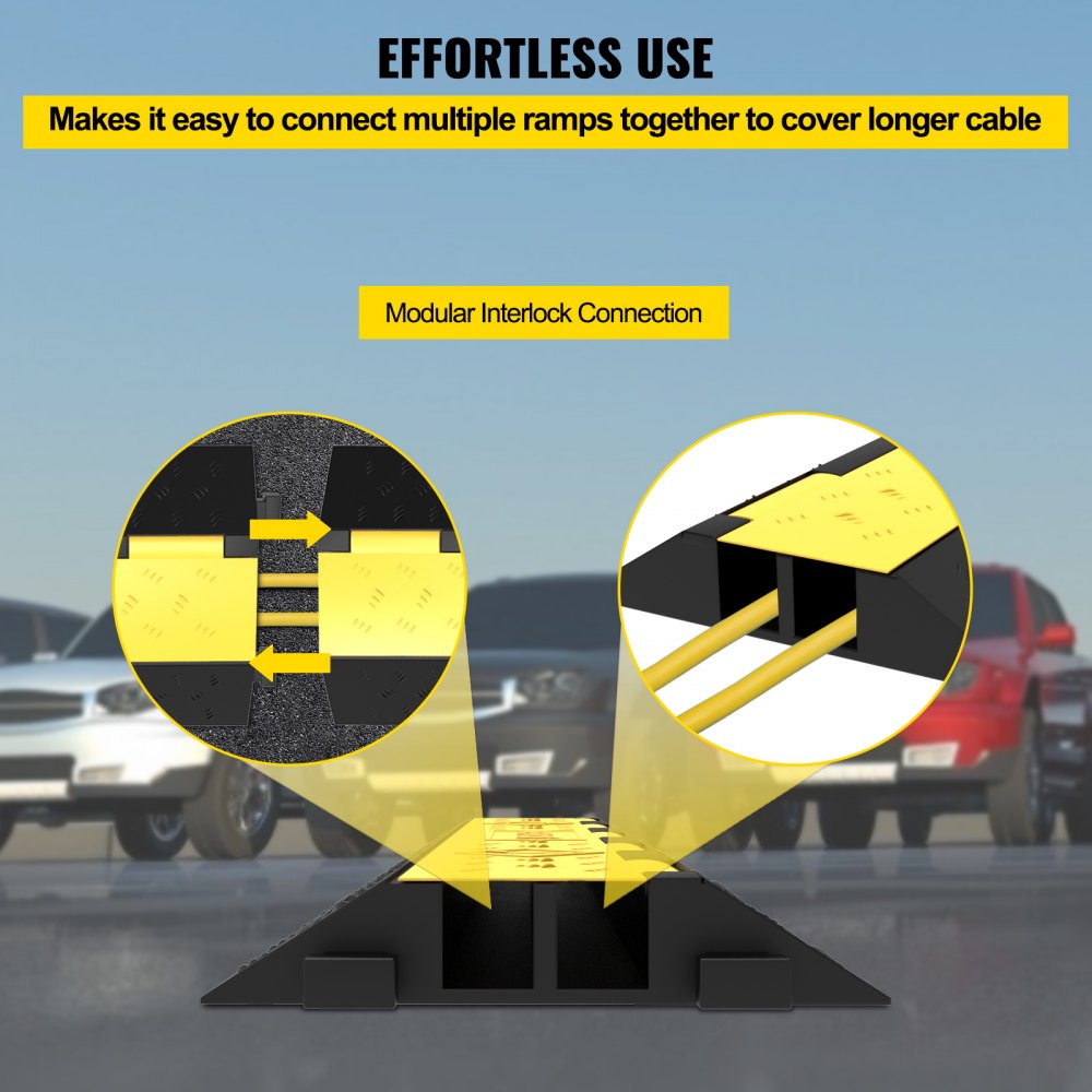 VEVOR Cable Protector Car Dual Channel Rubber Channel Cable Protector Capacity 11000lbs Cable Hose Protector 3 Pack (3 Pack) 