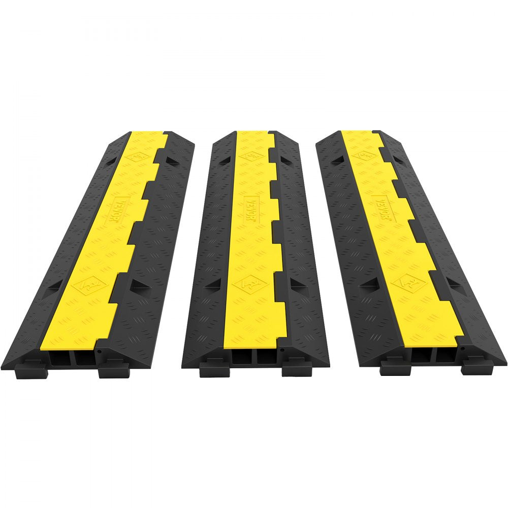 VEVOR Cable Protector Car Dual Channel Rubber Channel Cable Protector Capacity 11000lbs Cable Hose Protector 3 Pack (3 Pack) 