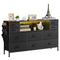 VEVOR 10 Fabric Drawer Dresser with Open Storage Shelf LED Lights & Outlet Black