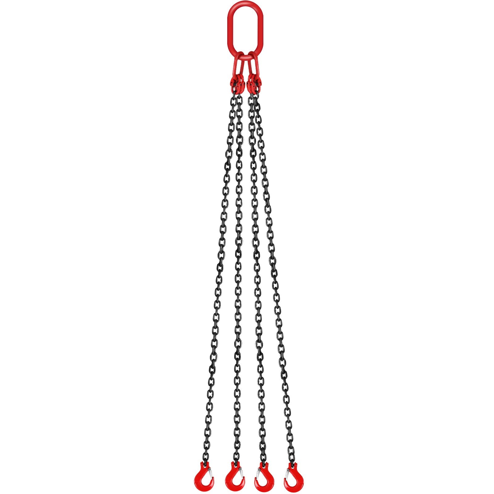 VEVOR 10FT Chain Sling 5/16 Inch X 10 FT Engine Lift Chain G80 Alloy Steel Engine Chain Hoist Lifts 3 Ton with 4 Leg Grab Hooks and Adjuster Used in Mining, Machinery, Ports, Building 