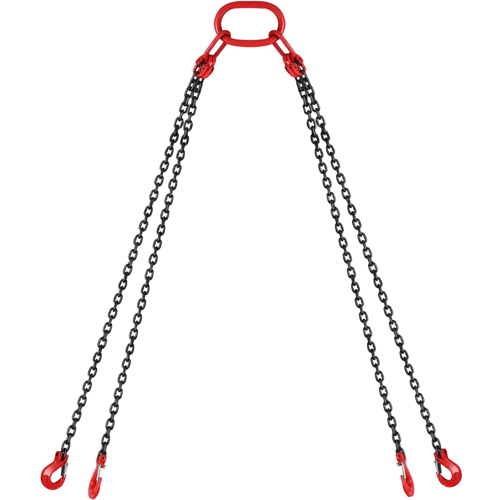 VEVOR 10FT Chain Sling 5/16 Inch X 10 FT Engine Lift Chain G80 Alloy Steel Engine Chain Hoist Lifts 3 Ton with 4 Leg Grab Hooks and Adjuster Used in Mining, Machinery, Ports, Building 
