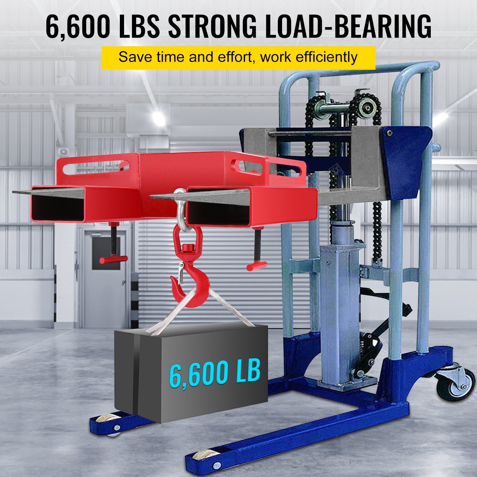 VEVOR Forklift Lifting Hook, 6600lbs Capacity Forklift Lifting Hoist, Red Forklift Mobile Crane with Swivel Hook and Two Large T-Screws, Hook Forklift Lifting Hoist, Fork Lifting Attachment 