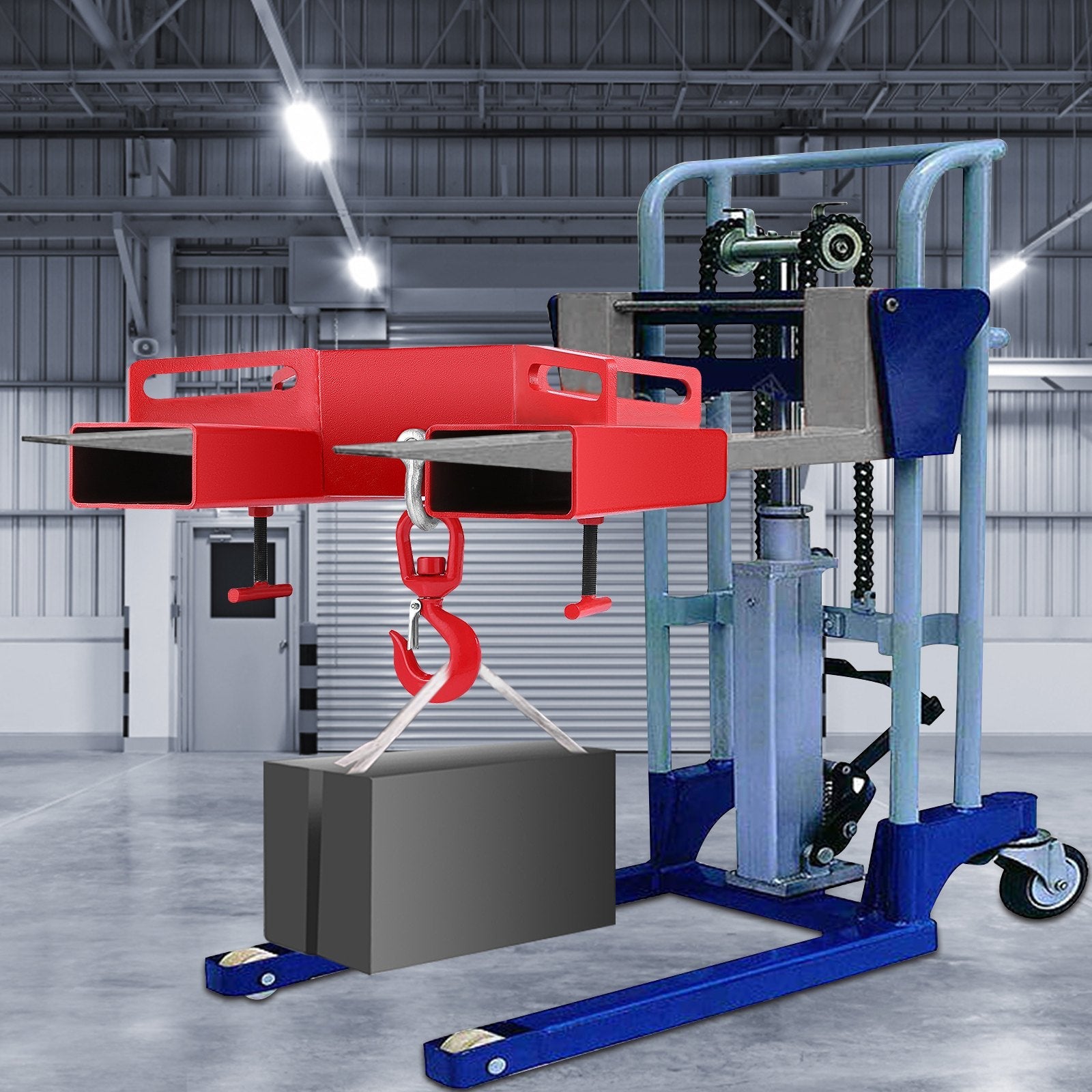 VEVOR Forklift Lifting Hook, 6600lbs Capacity Forklift Lifting Hoist, Red Forklift Mobile Crane with Swivel Hook and Two Large T-Screws, Hook Forklift Lifting Hoist, Fork Lifting Attachment 