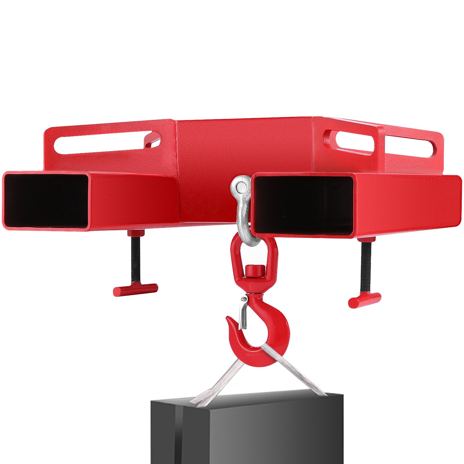 VEVOR Forklift Lifting Hook, 6600lbs Capacity Forklift Lifting Hoist, Red Forklift Mobile Crane with Swivel Hook and Two Large T-Screws, Hook Forklift Lifting Hoist, Fork Lifting Attachment 
