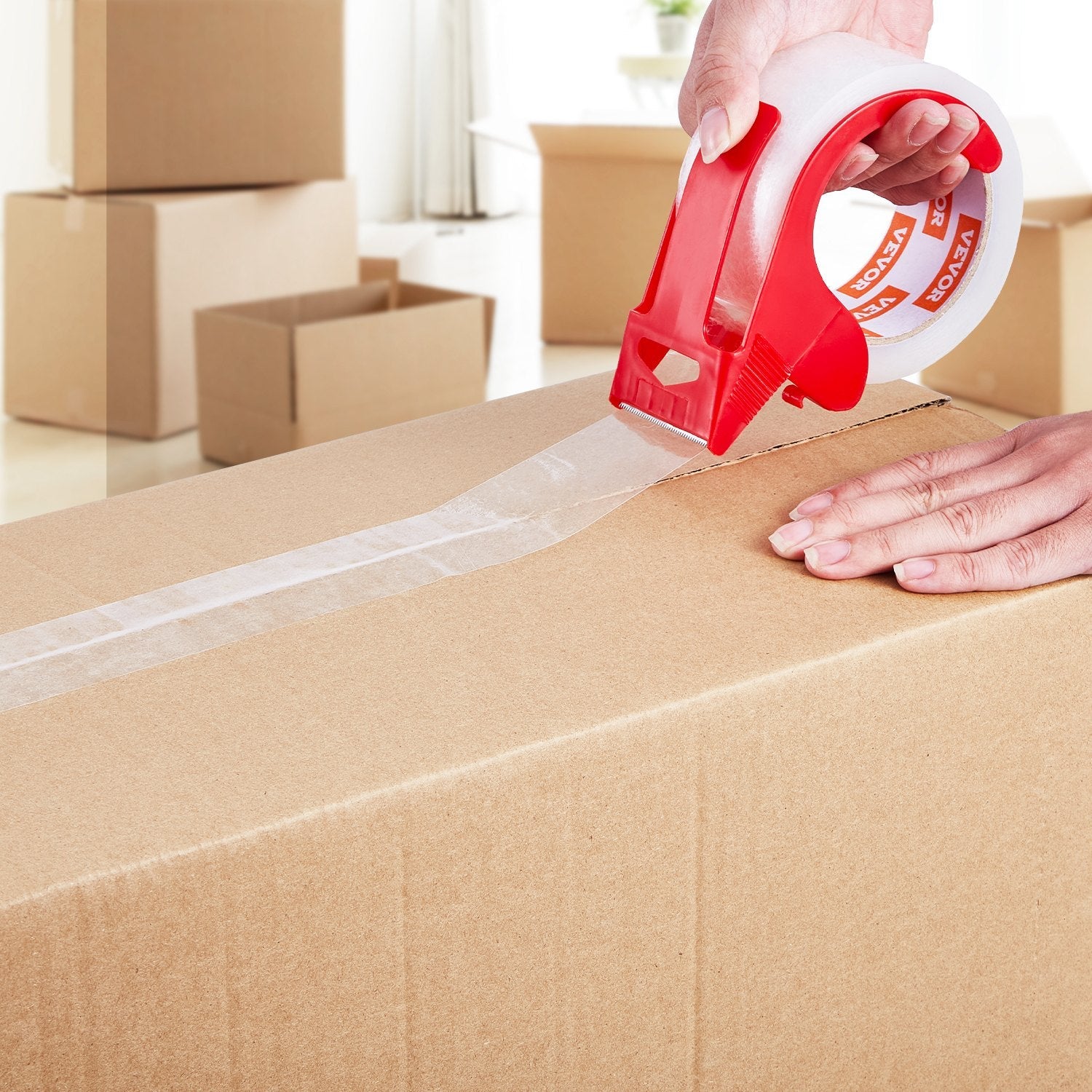 VEVOR Packing Tape 12 Rolls 65 Yards Clear Shipping Tape with Dispenser 2.7 Mil 