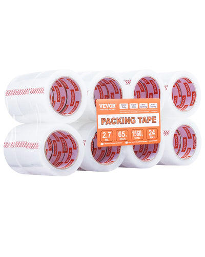 VEVOR Packing Tape 24 Rolls 65 Yards Heavy Duty Clear Packing Tapes 2.7 Mil 