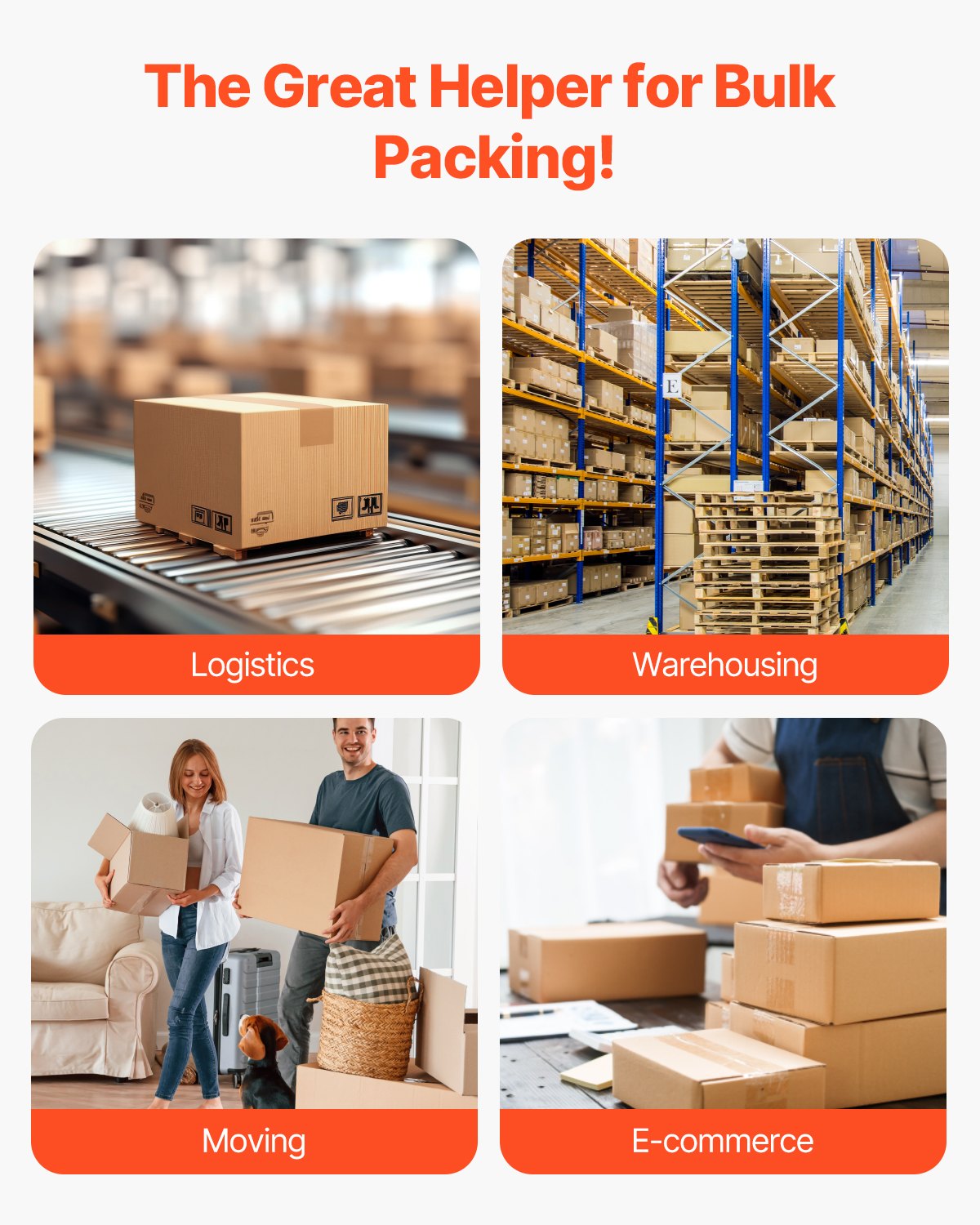 VEVOR Packing Tape 36 Rolls 65 Yards Heavy Duty Clear Packing Tapes 2.7 Mil 