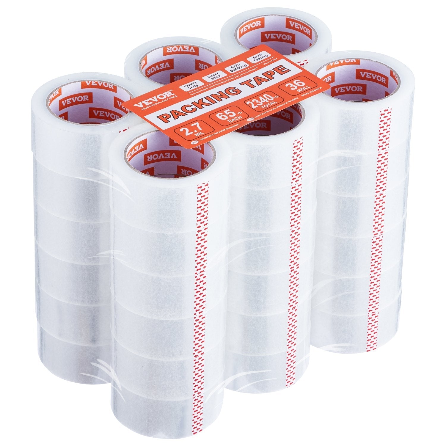 VEVOR Packing Tape 36 Rolls 65 Yards Heavy Duty Clear Packing Tapes 2.7 Mil 