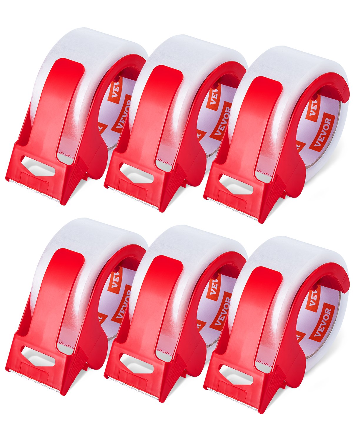 VEVOR Packing Tape 6 Rolls 65 Yards Clear Shipping Tape with Dispenser 2.7 Mil 
