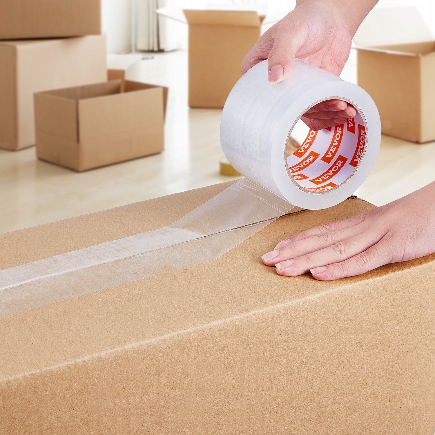 VEVOR Clear Packing Tape 6 Rolls 65 Yards Heavy Duty Clear Packing Tapes 2.7 Mil 