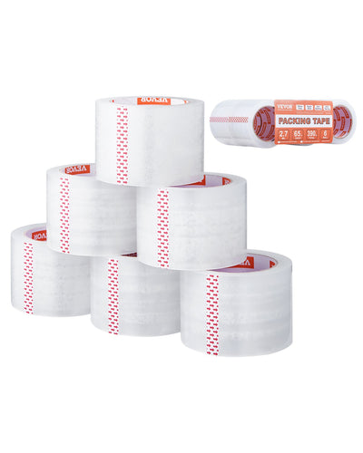VEVOR Clear Packing Tape 6 Rolls 65 Yards Heavy Duty Clear Packing Tapes 2.7 Mil 