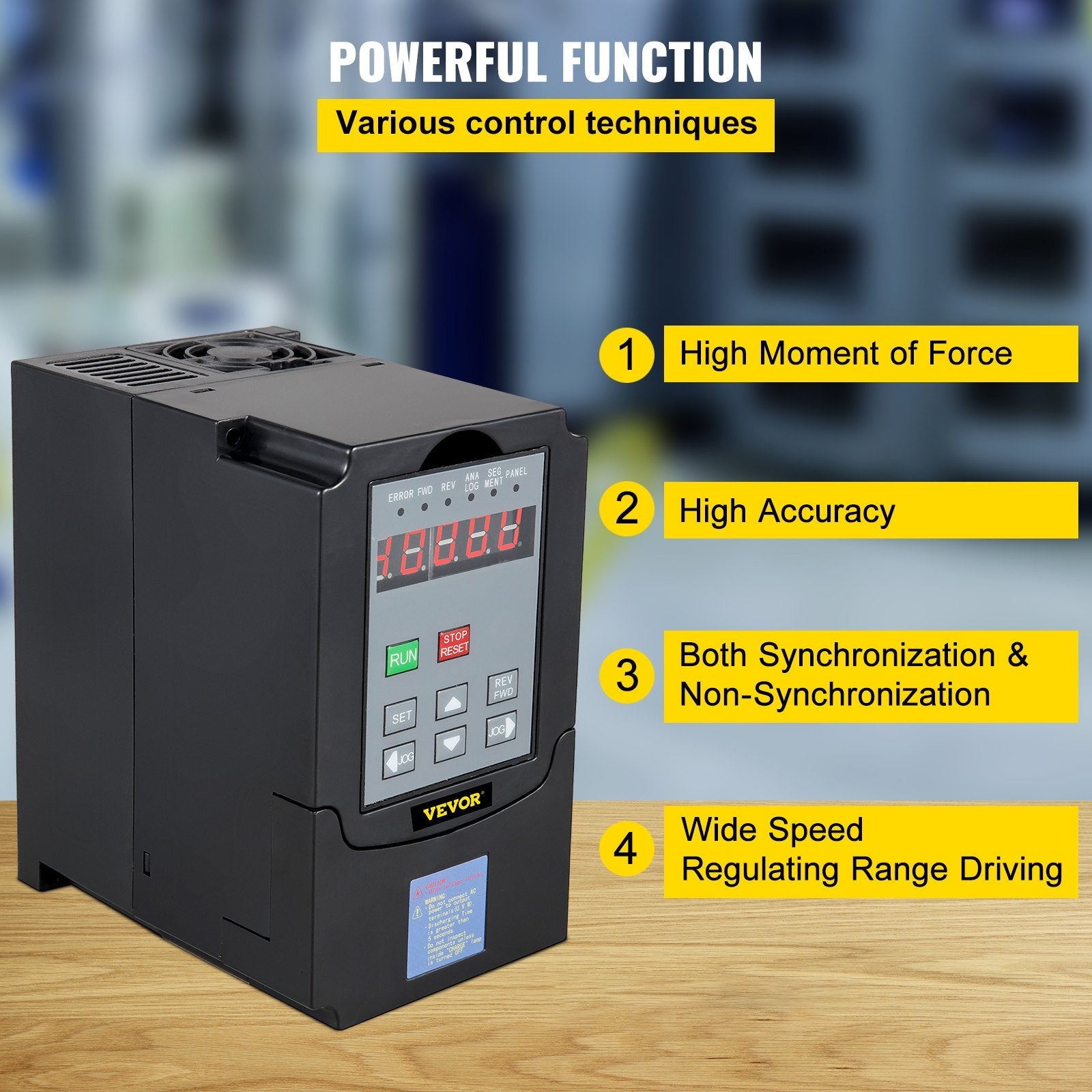 VEVOR VFD 4KW, Variable Frequency Drive 18.5A, CNC VFD Motor Drive Inverter Converter 220V, for Spindle Motor Speed Control (1or 3 Phase Input, 3 Phase Output) 