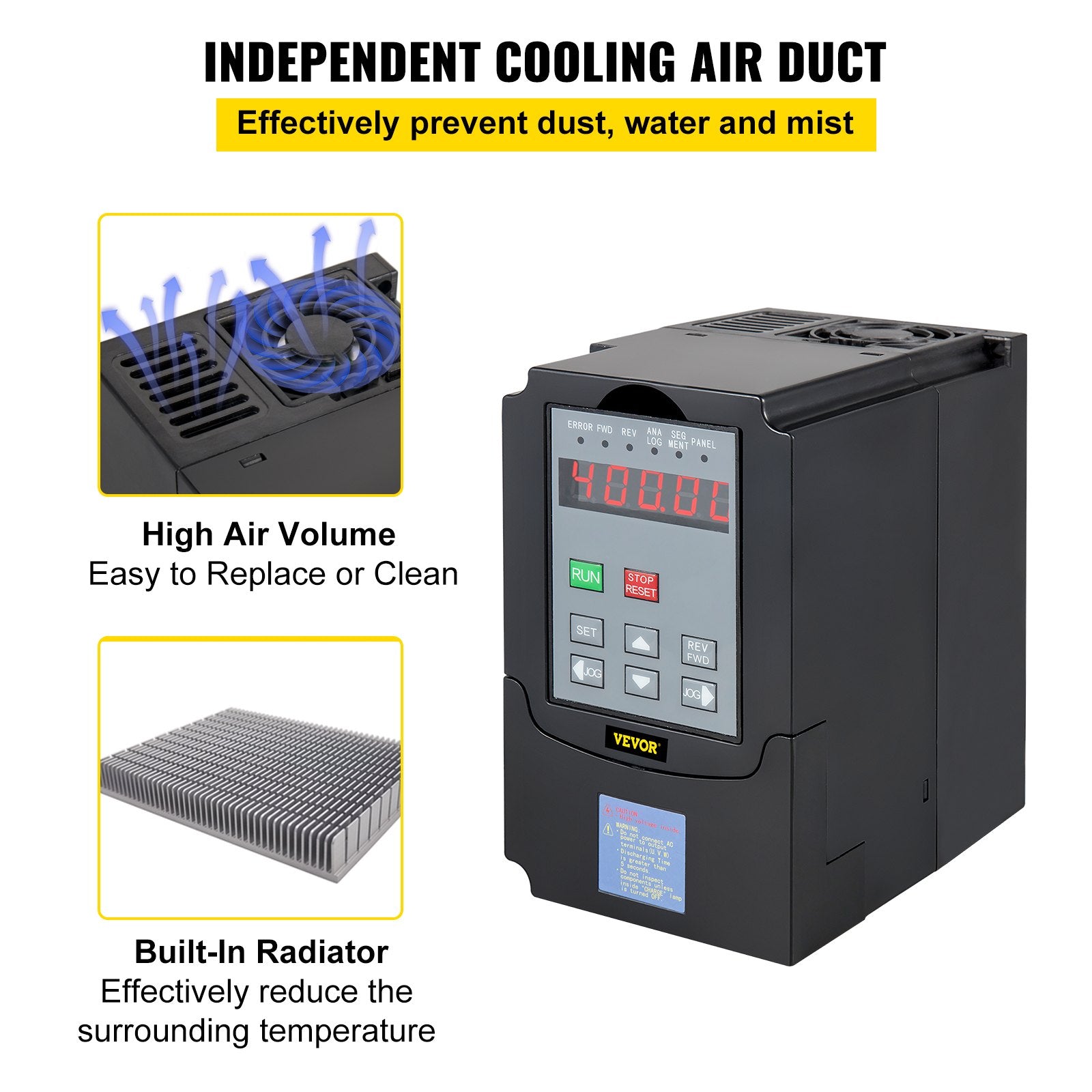 VEVOR VFD 4KW, Variable Frequency Drive 18.5A, CNC VFD Motor Drive Inverter Converter 220V, for Spindle Motor Speed Control (1or 3 Phase Input, 3 Phase Output) 