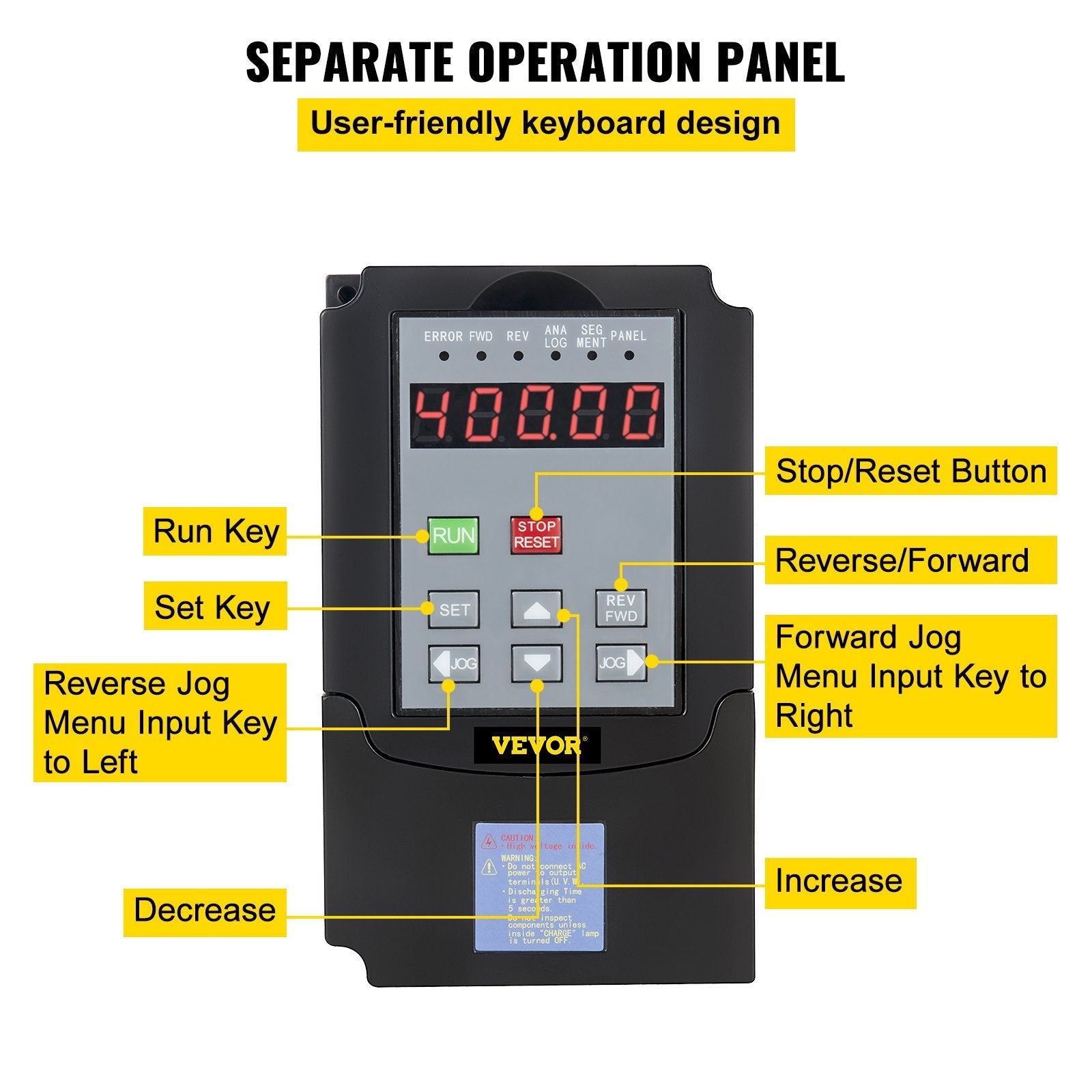 VEVOR VFD 4KW, Variable Frequency Drive 18.5A, CNC VFD Motor Drive Inverter Converter 220V, for Spindle Motor Speed Control (1or 3 Phase Input, 3 Phase Output) 