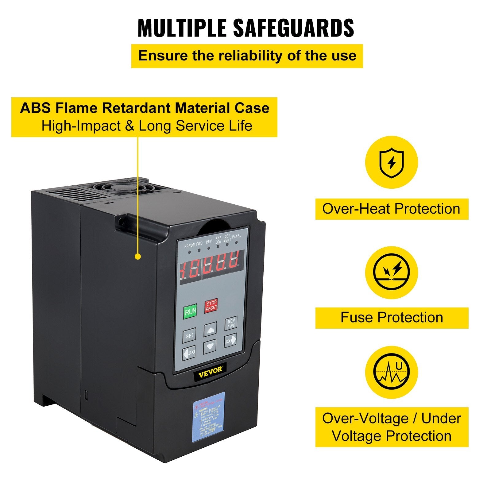 VEVOR VFD 4KW, Variable Frequency Drive 18.5A, CNC VFD Motor Drive Inverter Converter 220V, for Spindle Motor Speed Control (1or 3 Phase Input, 3 Phase Output) 