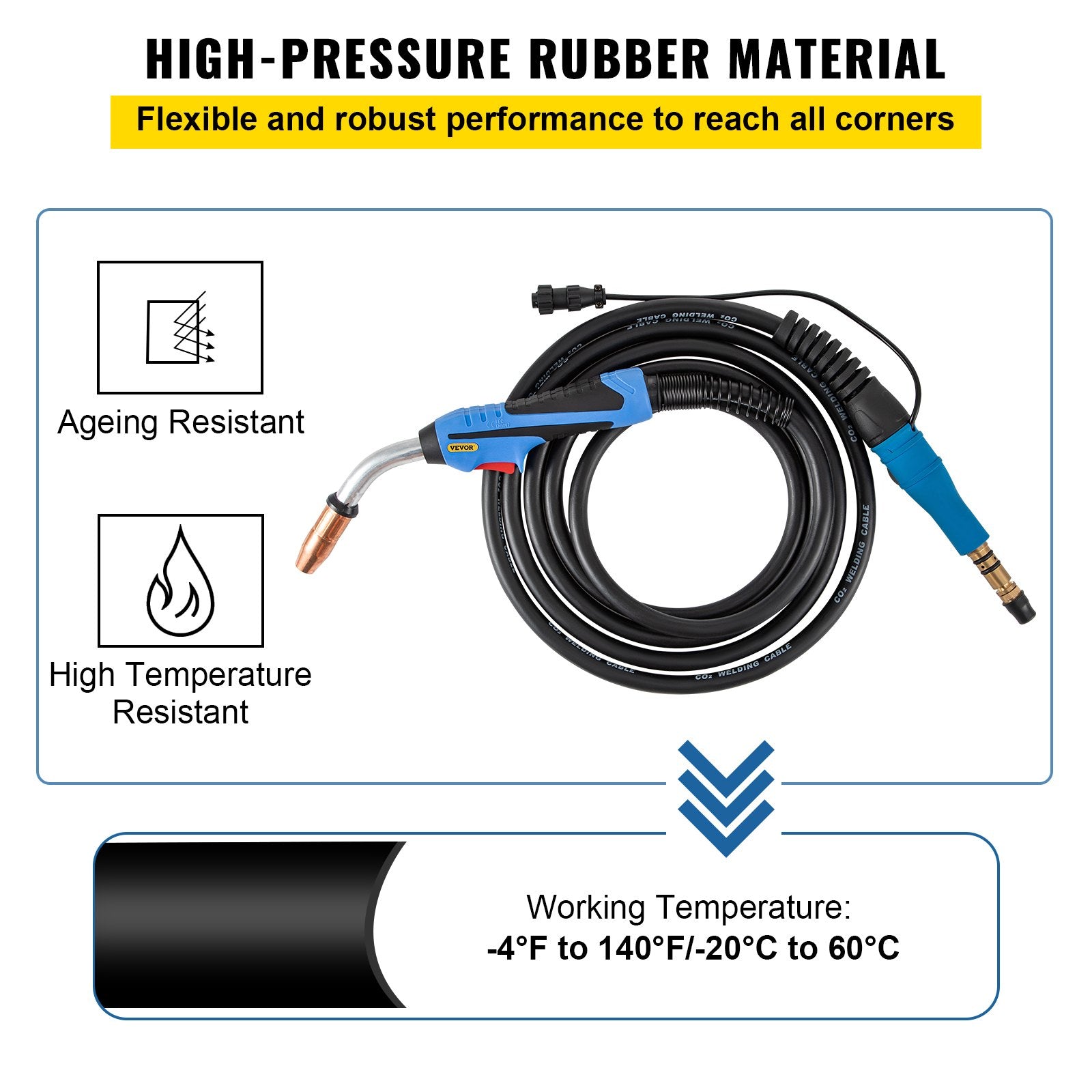 VEVOR 250Amp 15Ft Mig Welding Gun fit for Miller Welding Gun Torch Welder Gun M-25 Welding Torch Stinger Replacement fit for Miller M-25 Part Number 169598 fit 0.030"-0.035" Wire 