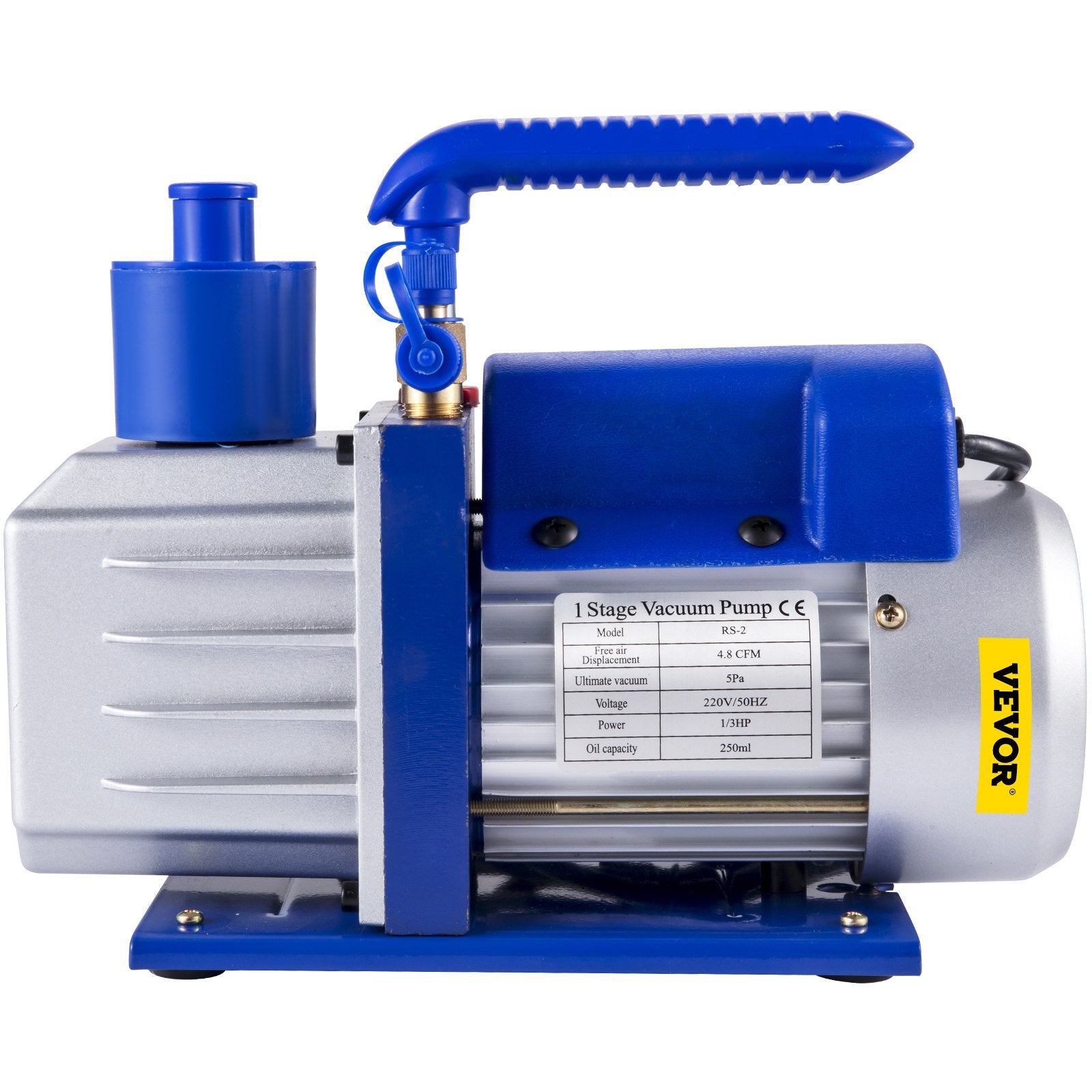 VEVOR Vacuum Pump Kit HVAC Single Stage AC Vacuum Pump 4.8CFM 1/3HP Air Vacuum Pump with 3 Valve A/C Manifold Gauge Set Refrigerant Air Conditioning (4.8CFM1/3HP 3Valve), Blue 