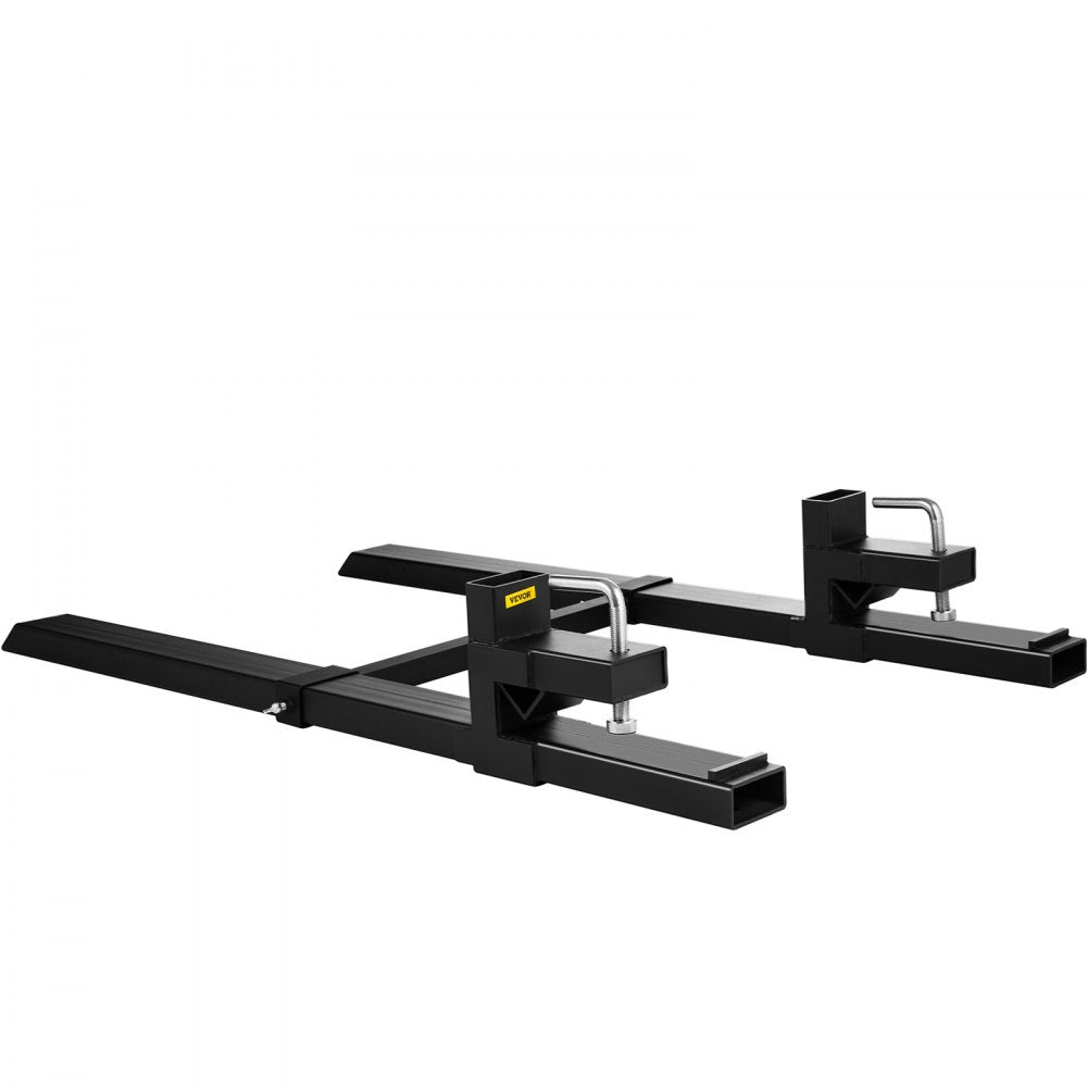 VEVOR Pallet Forks 42.9\" 4000 Lbs Max, Clamp On Tractor Bucket Forks with Adjustable Stabilizer Bar, Heavy Duty Front Loader Forks 58.7\" Total Length, Fork Attachment for Skid Steer, Loader Bucket 