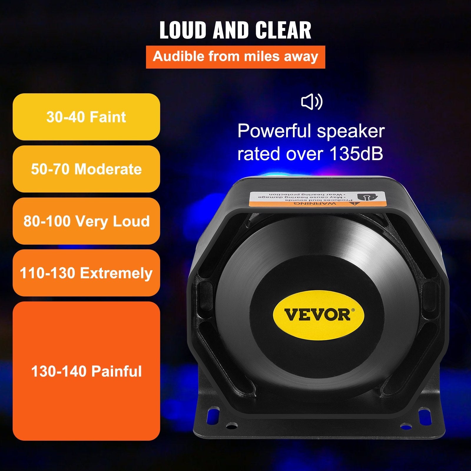 VEVOR 400W 8 Sound Loud Car Warning Police Fire Emergency Alarm Fire Siren 1 Horn PA Speaker MIC System Vehicle Siren 