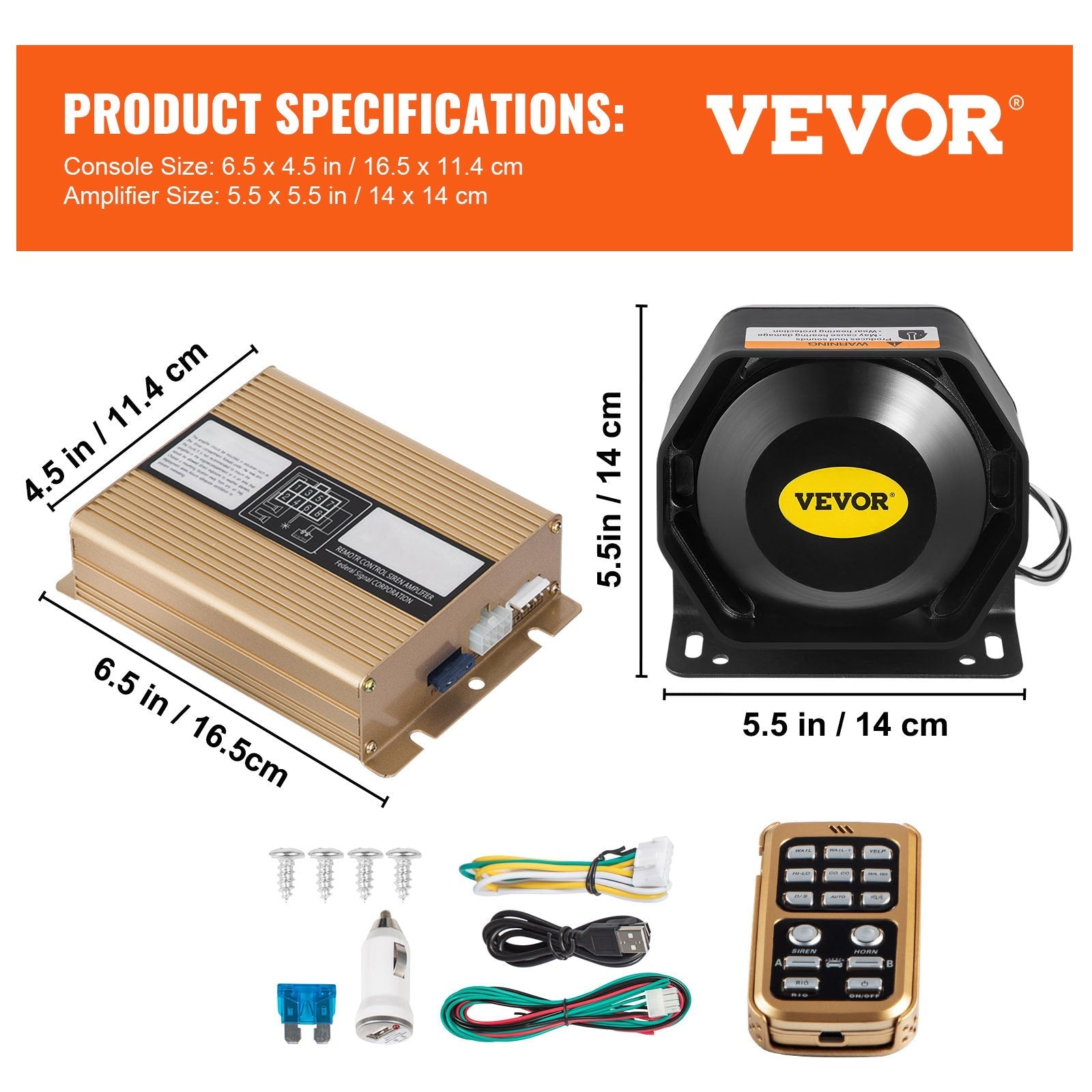 VEVOR 400W 8 Sound Loud Car Warning Police Fire Emergency Alarm Fire Siren 1 Horn PA Speaker MIC System Vehicle Siren 