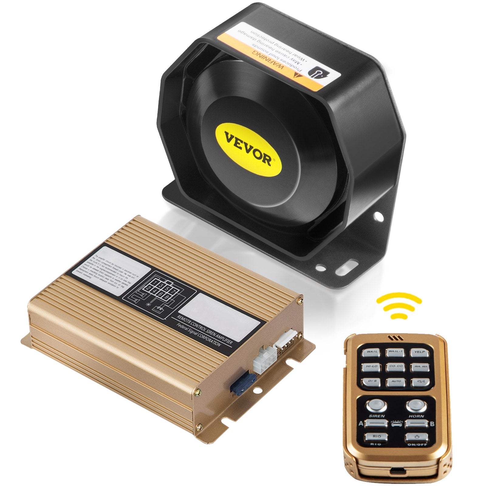 VEVOR 400W 8 Sound Loud Car Warning Police Fire Emergency Alarm Fire Siren 1 Horn PA Speaker MIC System Vehicle Siren 