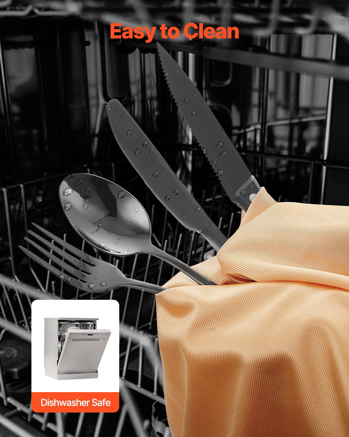 VEVOR 48-Piece Silverware Set Stainless Steel Cutlery Flatware Utensils for 8 