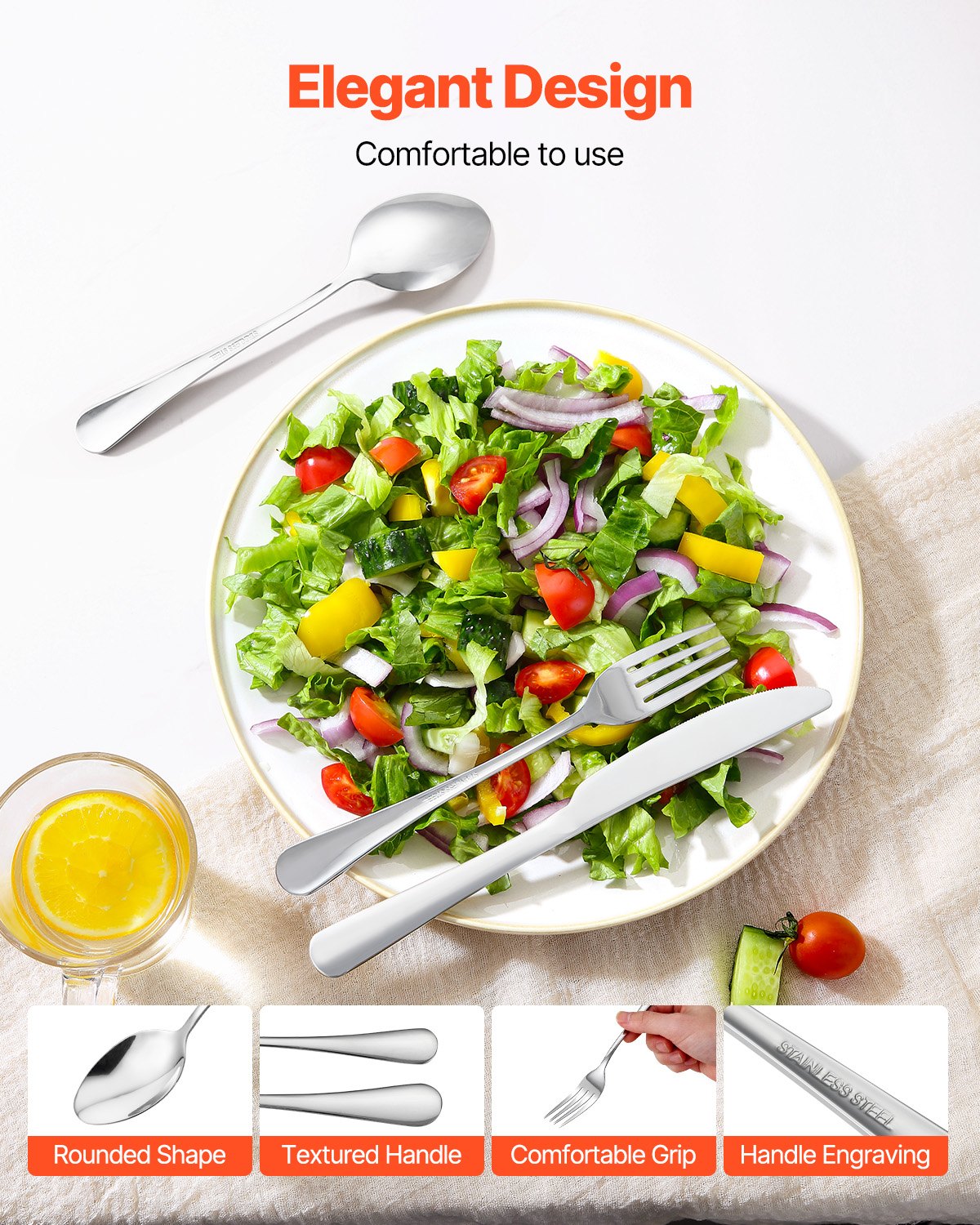 VEVOR 30-Piece Silverware Set Stainless Steel Cutlery Flatware Utensils for 6 