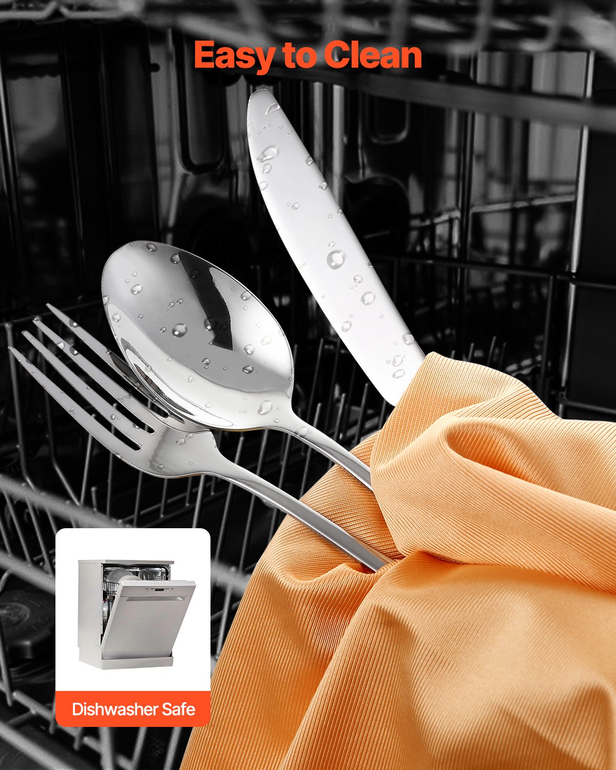 VEVOR 30-Piece Silverware Set Stainless Steel Cutlery Flatware Utensils for 6 