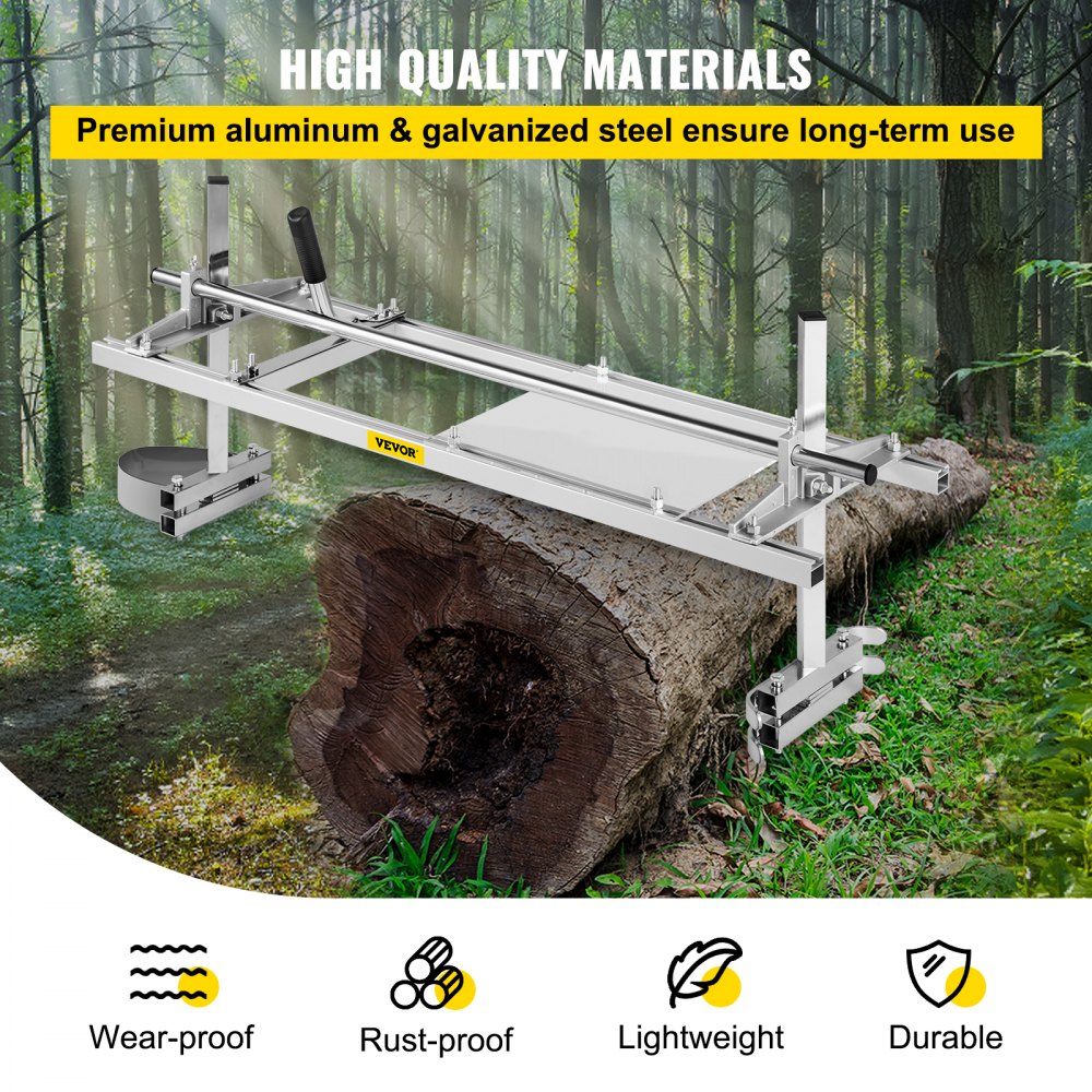 VEVOR Chainsaw MillAttachment 48 Inch Portable Chainsaw Mill Aluminum Steel Chainsaw Milling Planking Welding Saw Mill 18-48 Inch Planking Lumber Cutting Bar for Homeowners Woodworkers 