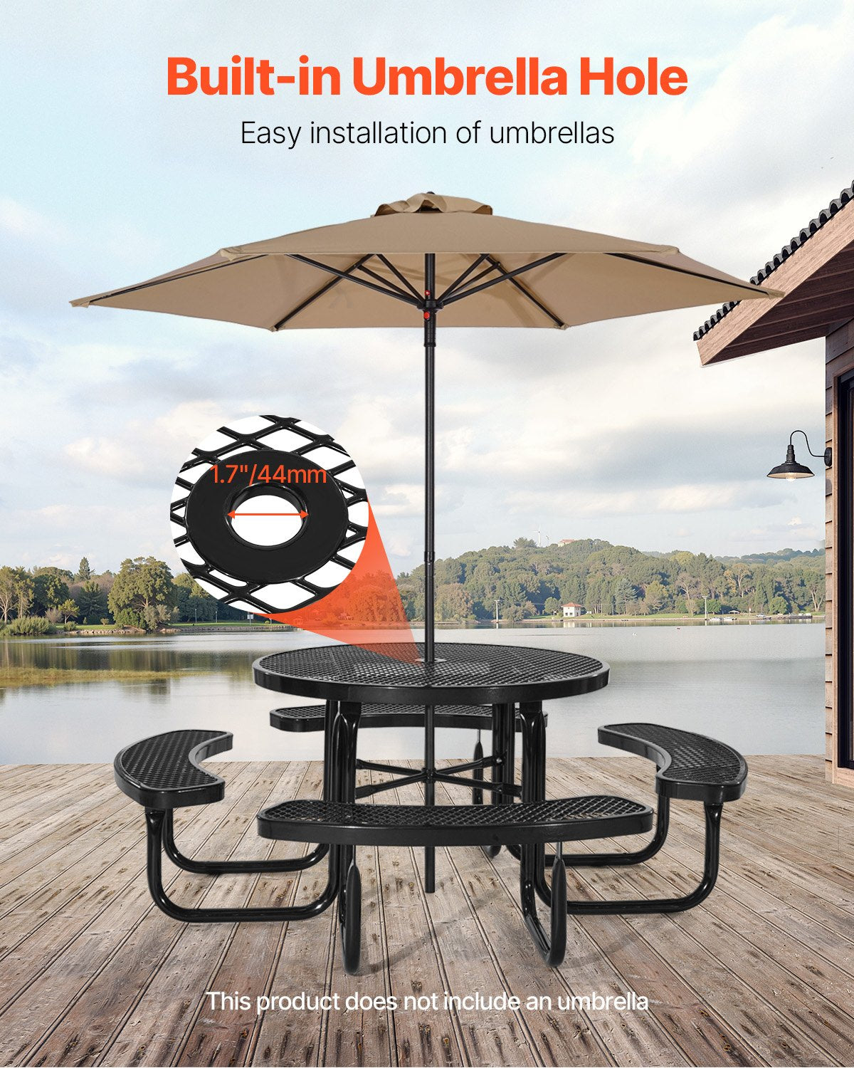 VEVOR Picnic Table Weather Resistant Steel Patio Dining Furniture Set Outdoor 