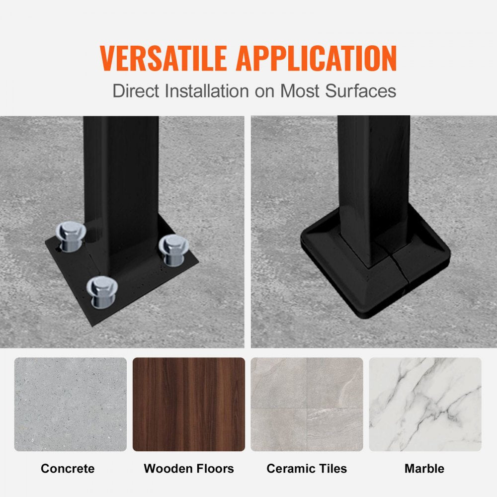 VEVOR 4-Step Handrail Fits 1 or 4 Steps Matte Black Stair Rail Wrought Iron Handrail with Installation Kit Hand Rails for Outdoor Steps 