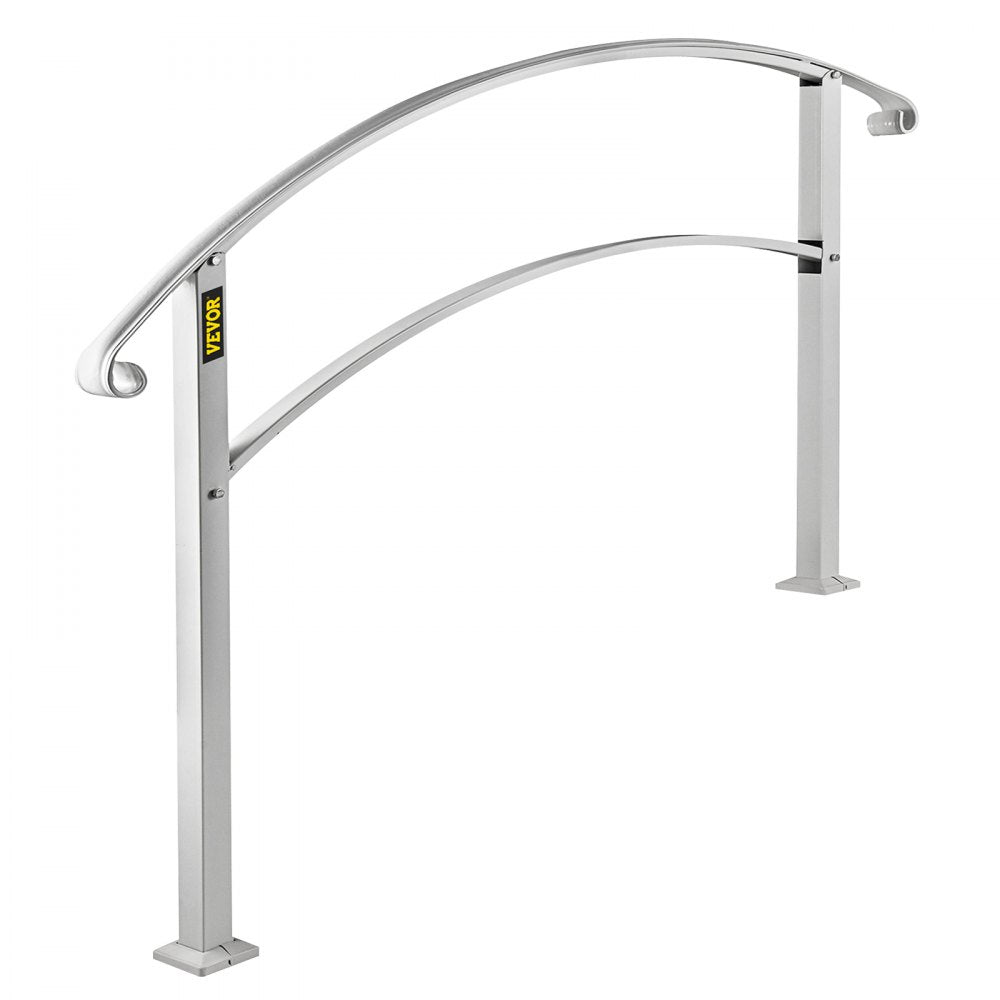 VEVOR Handrails for Outdoor Steps, Fit 1 or 4 Steps Outdoor Stair Railing, White Wrought Iron Handrail, Flexible Front Porch Hand Rail, Transitional Handrails for Concrete Steps or Wooden Stairs 