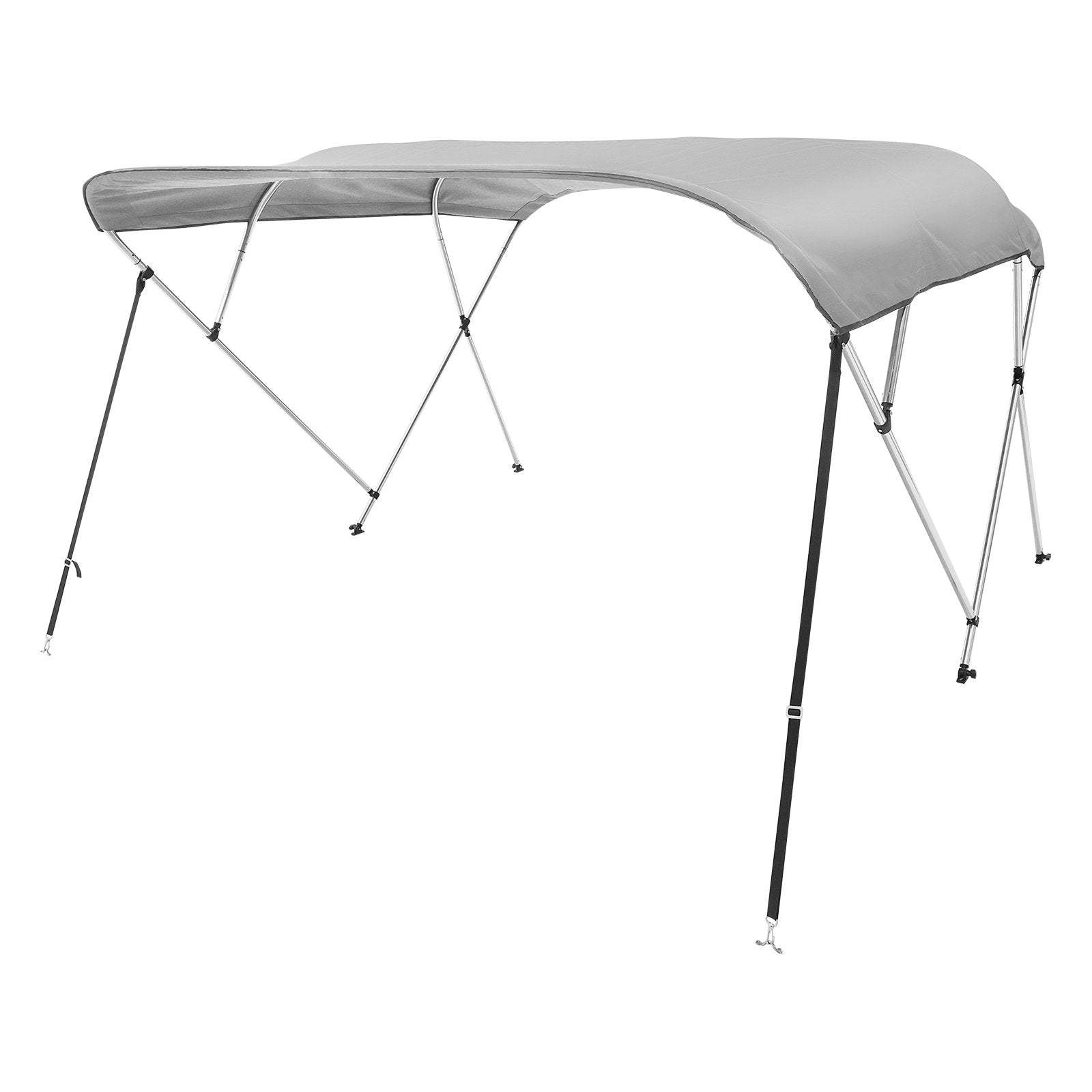 VEVOR 4 Bow Bimini Top Boat Cover, 900D Polyester Canopy with 1" Aluminum Alloy Frame, Waterproof and Sun Shade, Includes Storage Boot, 2 Support Poles, 4 Straps, 8'L x 54"H x 91"-96"W, Light Grey 