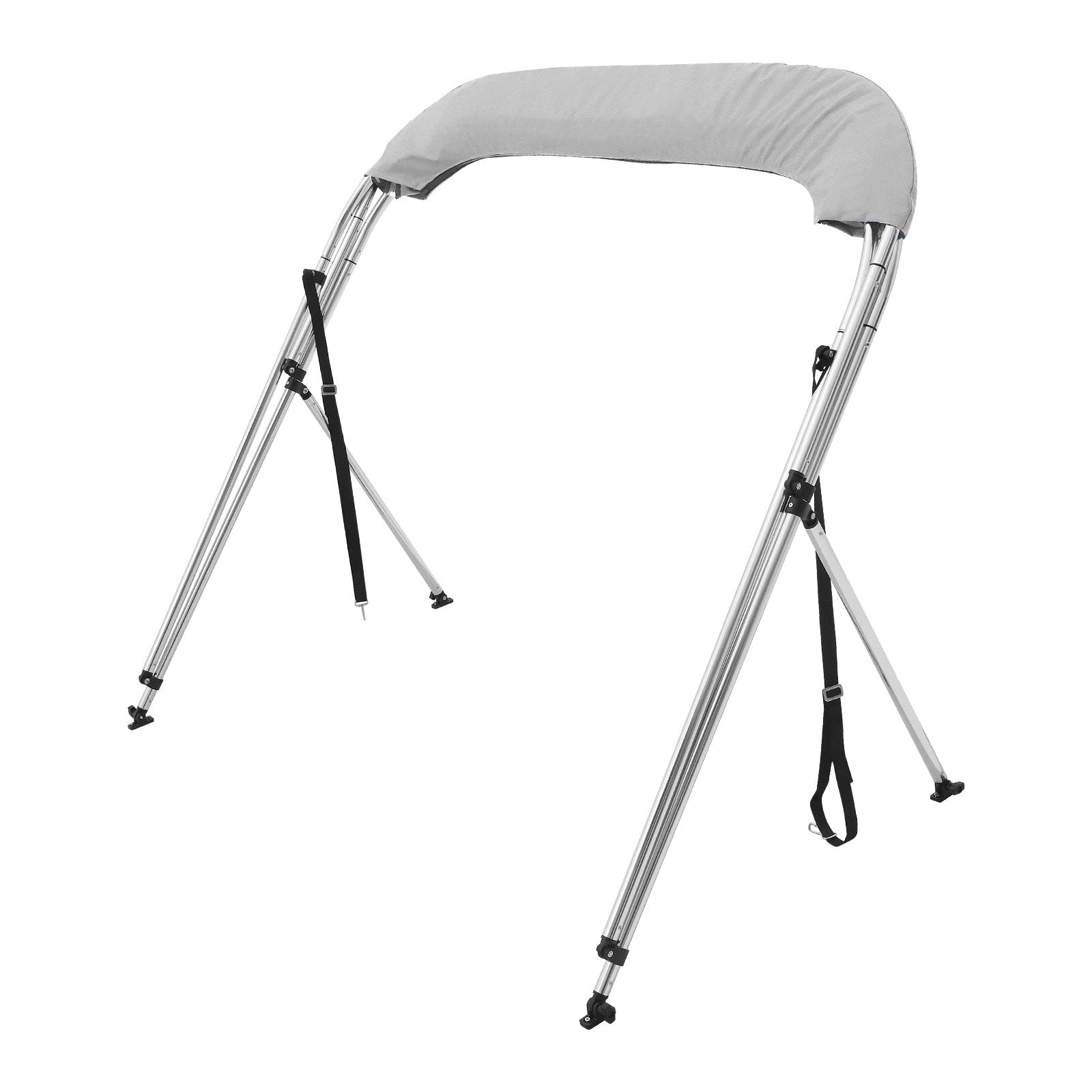 VEVOR 4 Bow Bimini Top Boat Cover, 900D Polyester Canopy with 1" Aluminum Alloy Frame, Waterproof and Sun Shade, Includes Storage Boot, 2 Support Poles, 4 Straps, 8'L x 54"H x 91"-96"W, Light Grey 