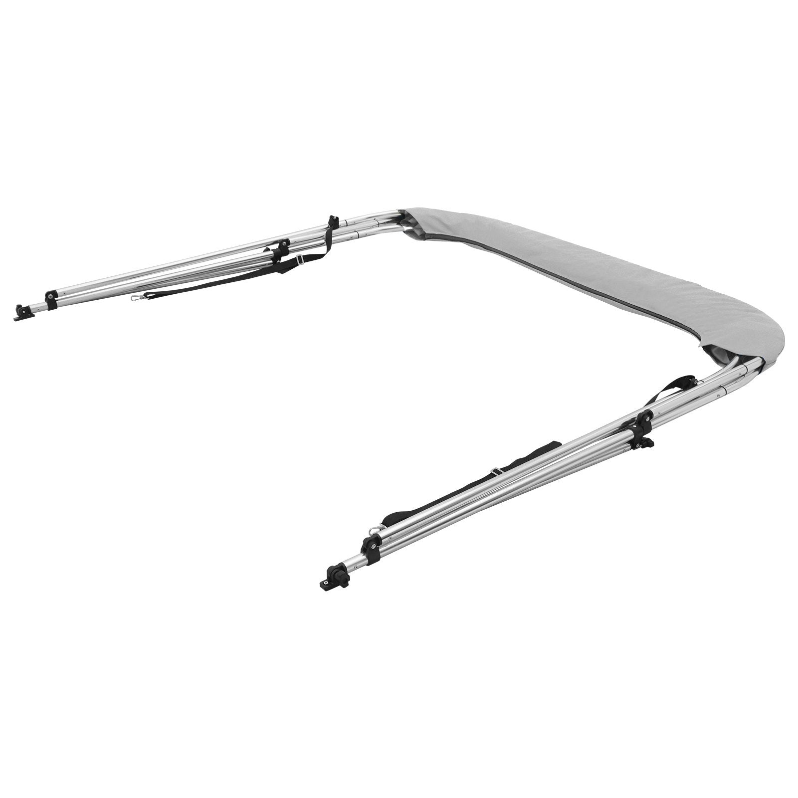 VEVOR 4 Bow Bimini Top Boat Cover, 900D Polyester Canopy with 1" Aluminum Alloy Frame, Waterproof and Sun Shade, Includes Storage Boot, 2 Support Poles, 4 Straps, 8'L x 54"H x 91"-96"W, Light Grey 