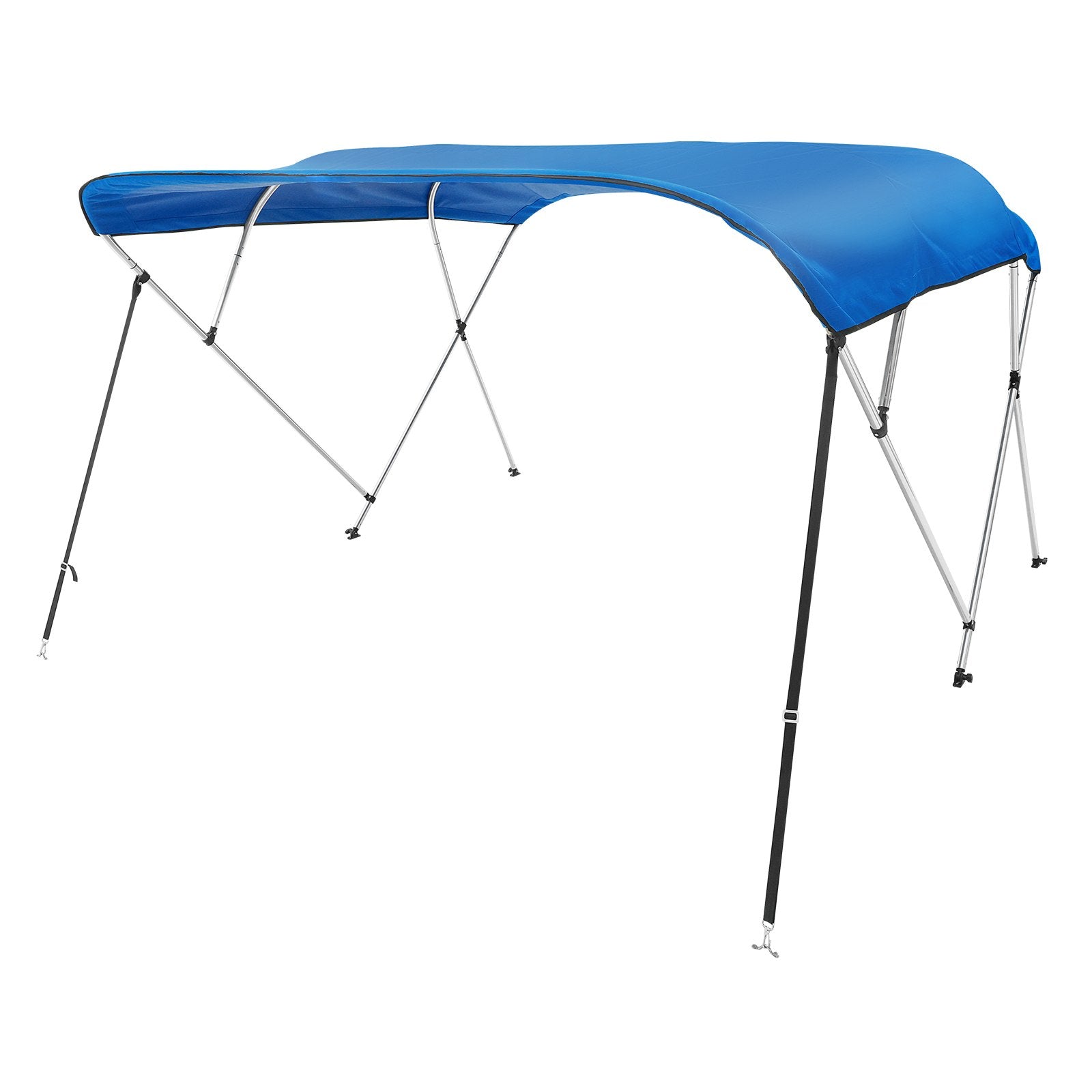VEVOR 4 Bow Bimini Top Boat Cover, 900D Polyester Canopy with 1" Aluminum Alloy Frame, Waterproof and Sun Shade, Includes Storage Boot, 2 Support Poles, 4 Straps, 8'L x 54"H x 91"-96"W, Pacific Blue 