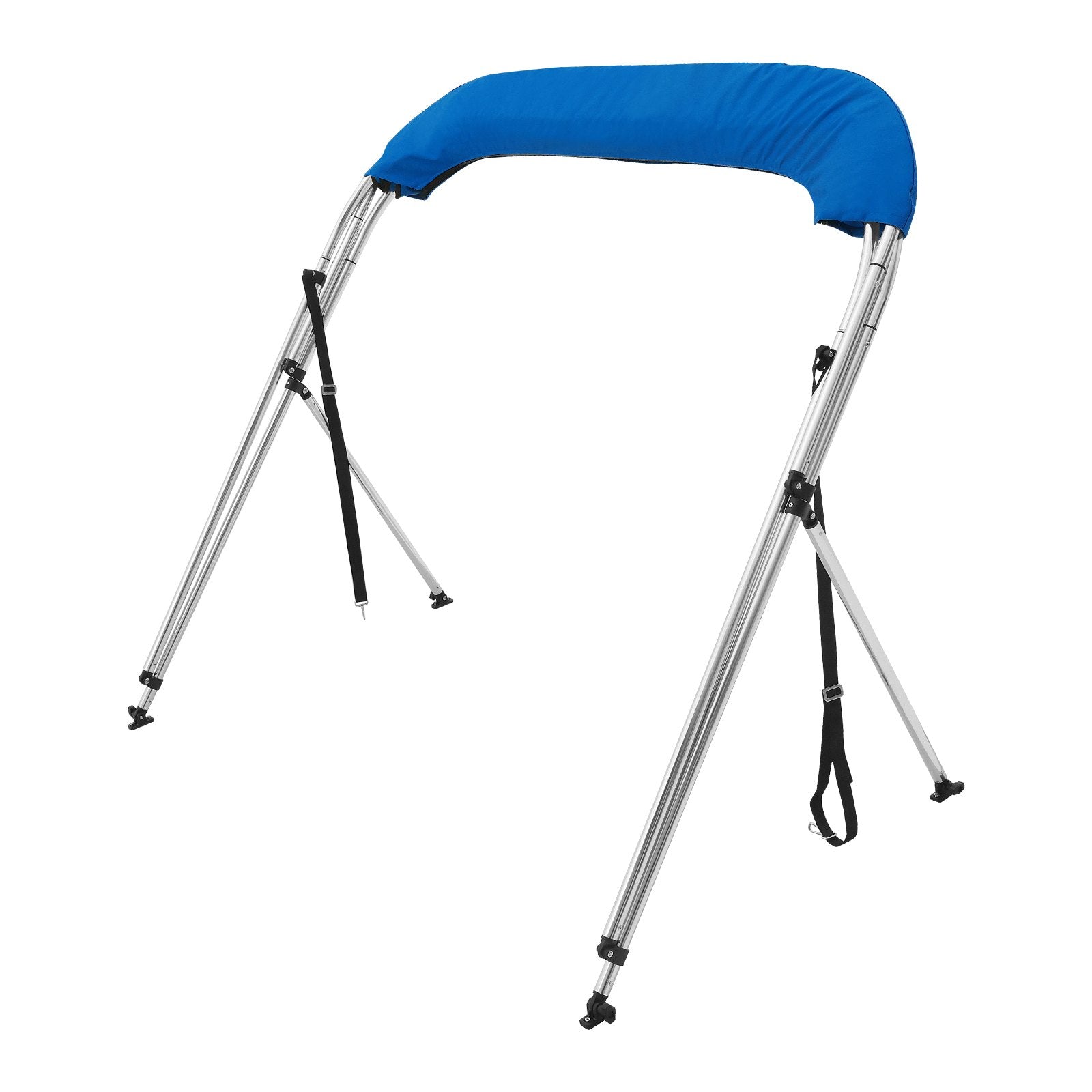 VEVOR 4 Bow Bimini Top Boat Cover, 900D Polyester Canopy with 1" Aluminum Alloy Frame, Waterproof and Sun Shade, Includes Storage Boot, 2 Support Poles, 4 Straps, 8'L x 54"H x 91"-96"W, Pacific Blue 